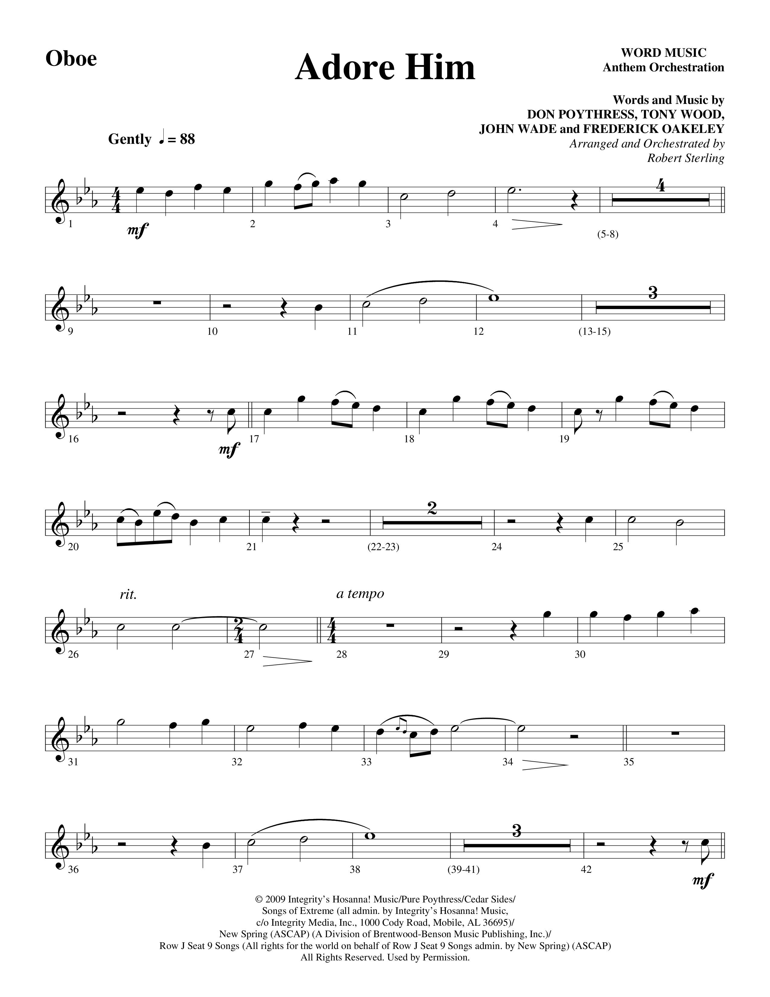 Adore Him (Choral Anthem SATB) Oboe (Word Music Choral / Arr. Robert Sterling)