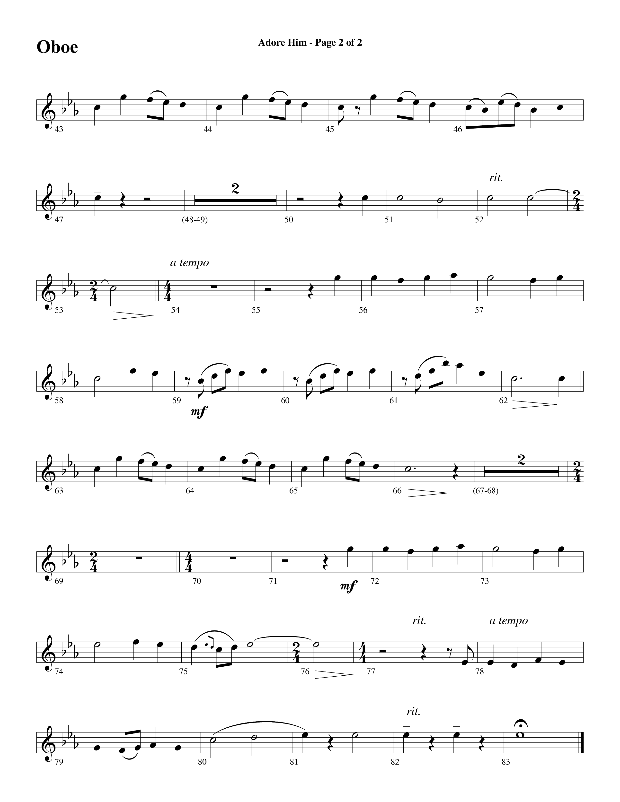 Adore Him (Choral Anthem SATB) Oboe (Word Music Choral / Arr. Robert Sterling)
