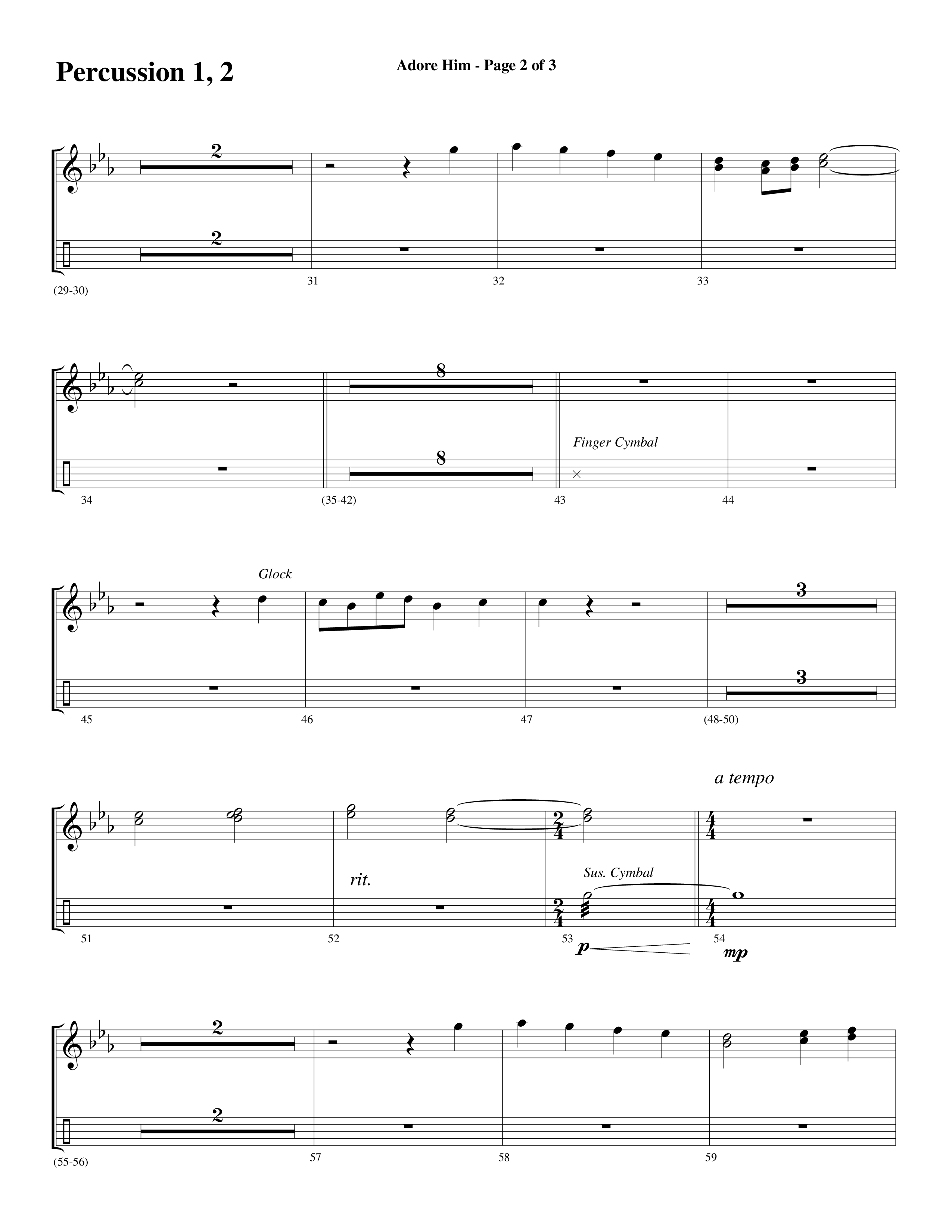 Adore Him (Choral Anthem SATB) Percussion 1/2 (Word Music Choral / Arr. Robert Sterling)