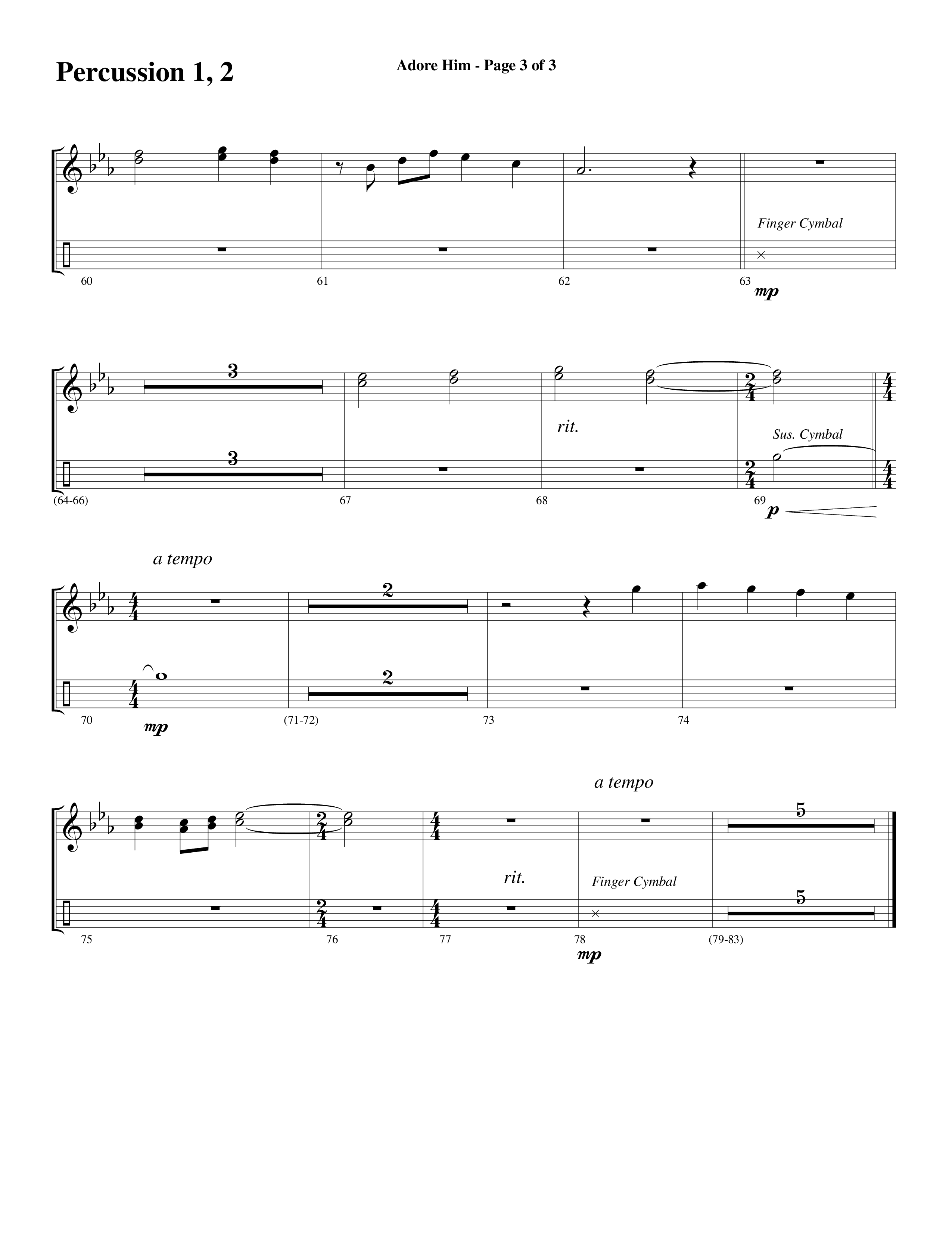 Adore Him (Choral Anthem SATB) Percussion 1/2 (Word Music Choral / Arr. Robert Sterling)