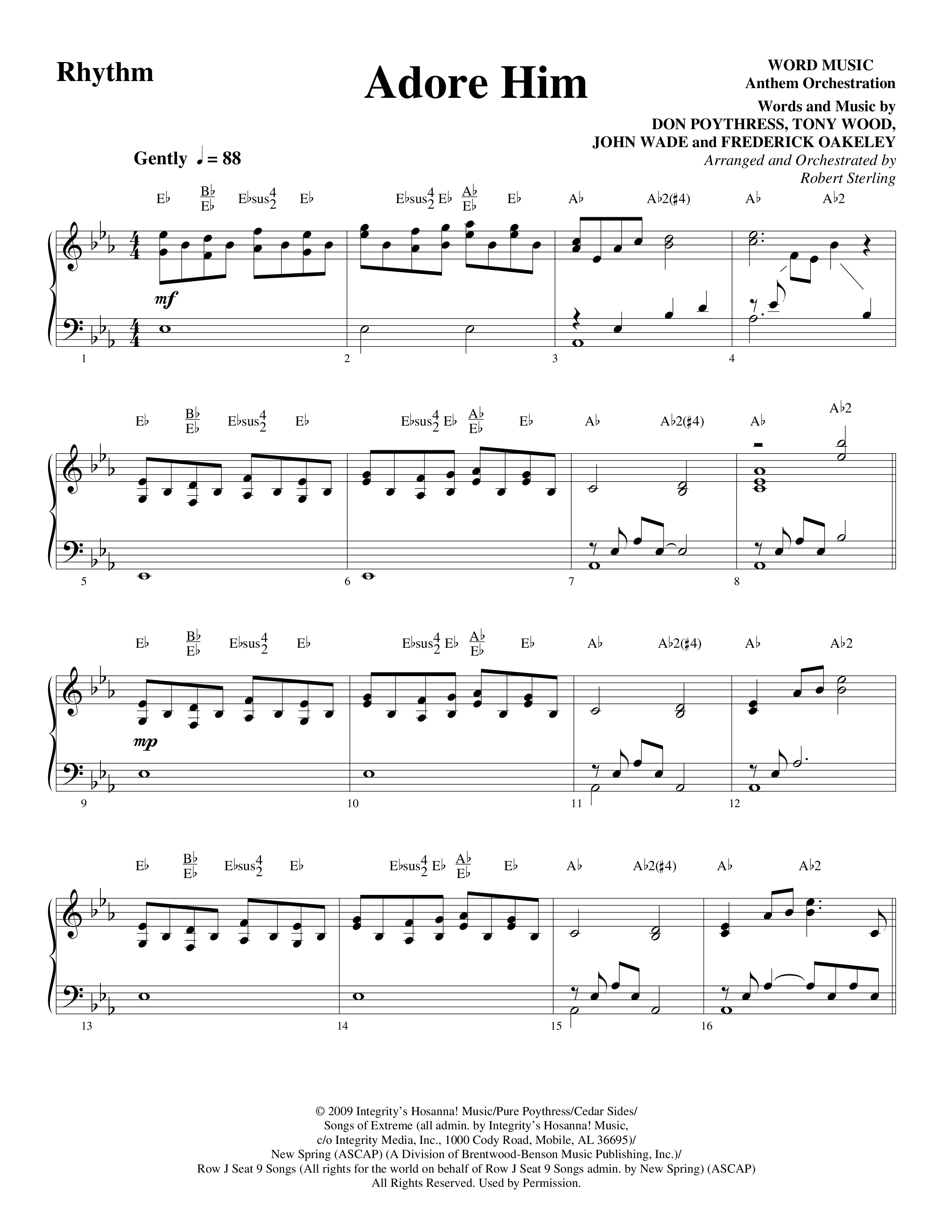 Adore Him (Choral Anthem SATB) Rhythm Chart (Word Music Choral / Arr. Robert Sterling)