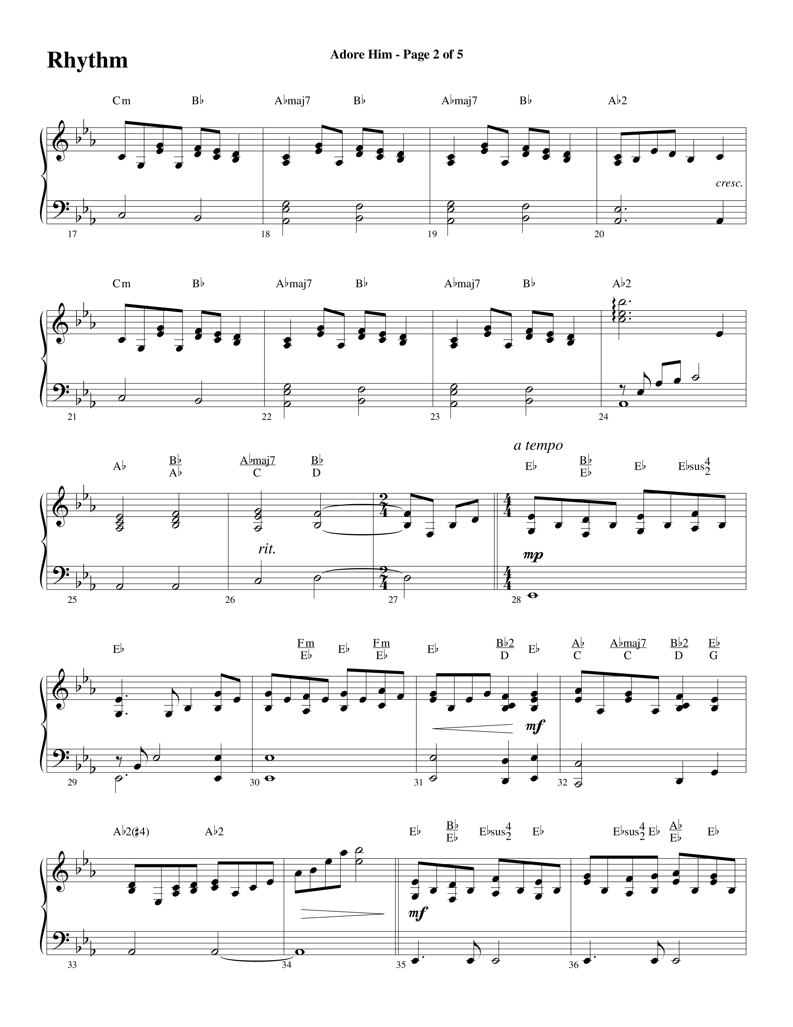 Adore Him (Choral Anthem SATB) Rhythm Chart (Word Music Choral / Arr. Robert Sterling)