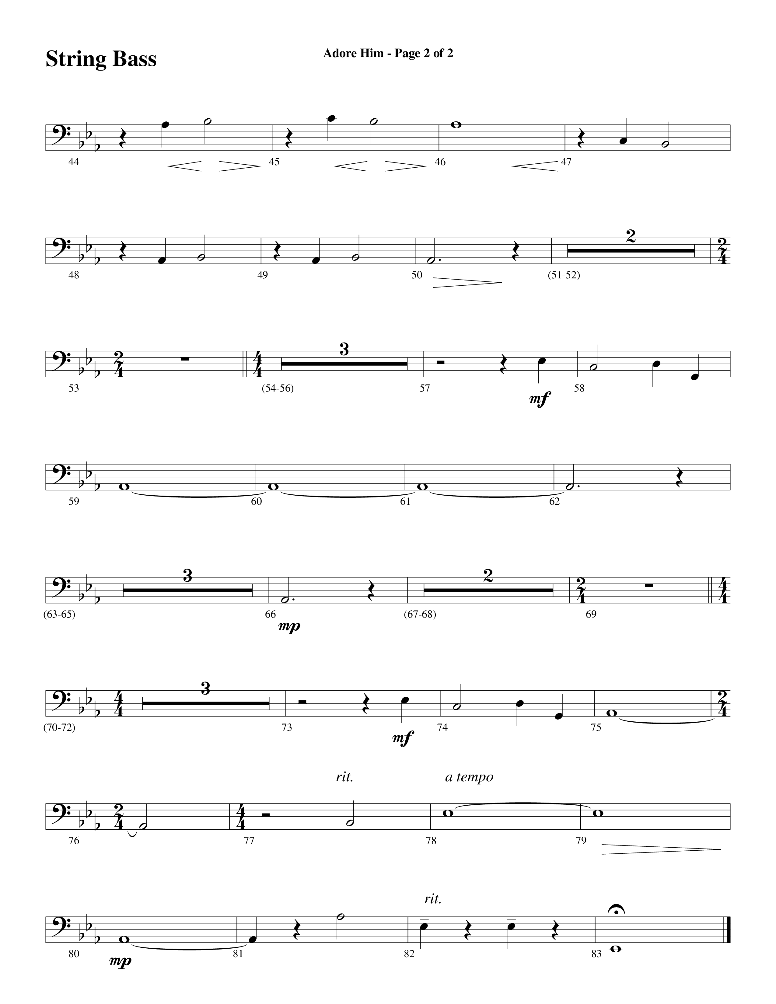 Adore Him (Choral Anthem SATB) String Bass (Word Music Choral / Arr. Robert Sterling)