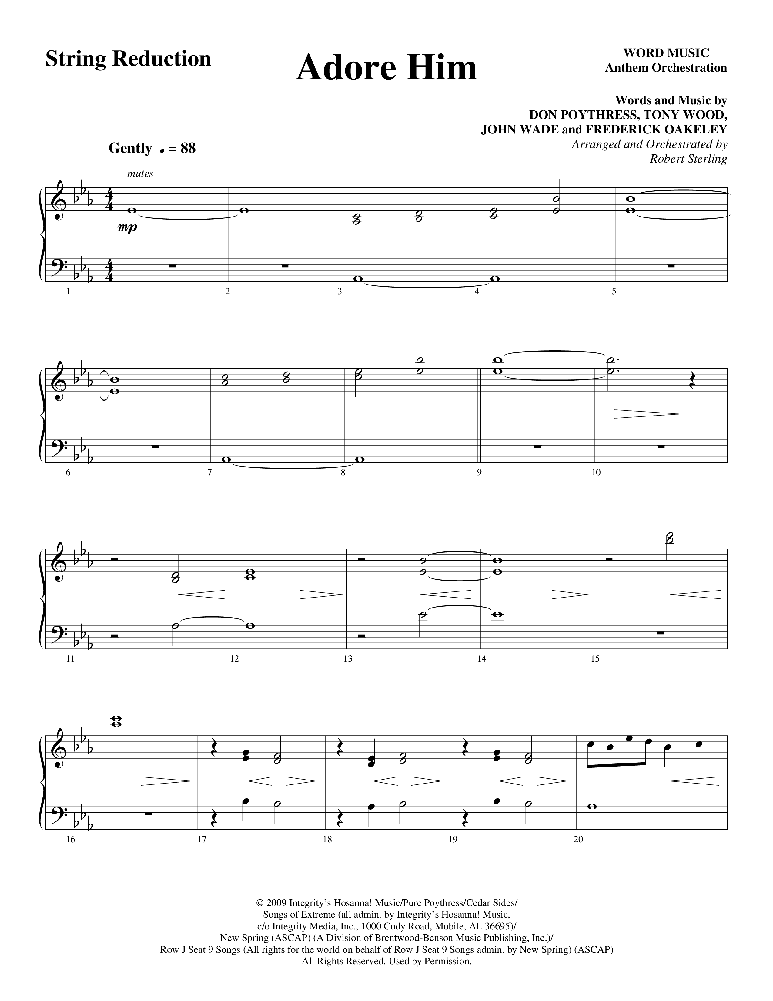Adore Him (Choral Anthem SATB) String Reduction (Word Music Choral / Arr. Robert Sterling)