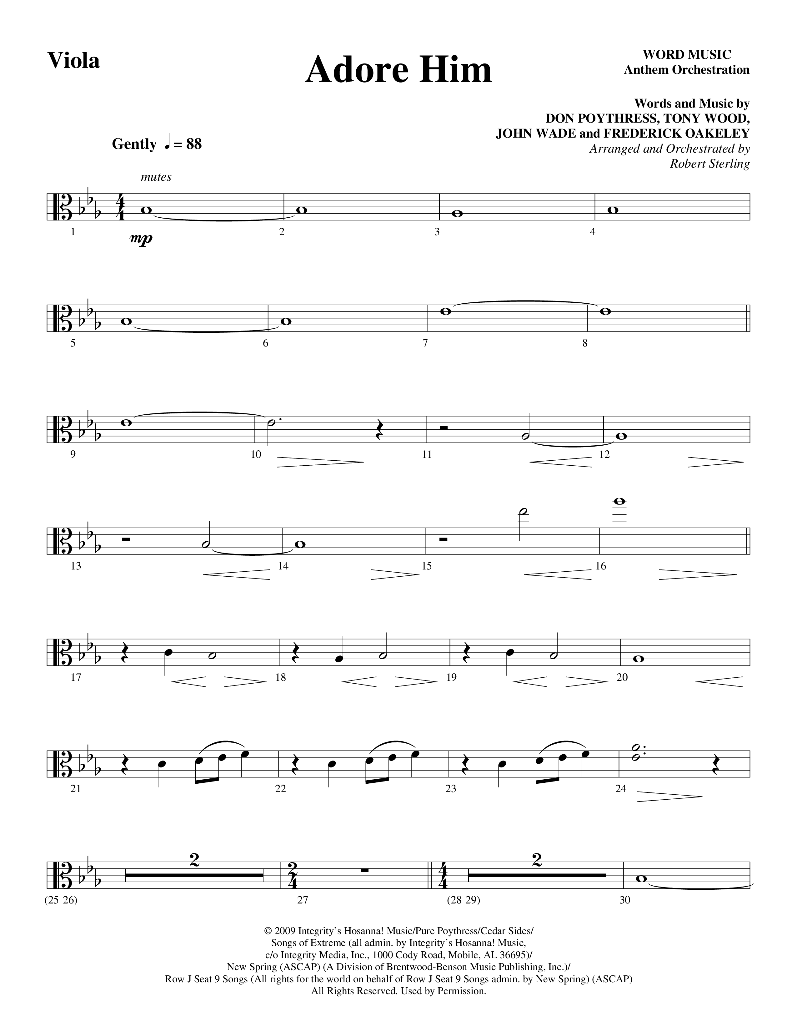 Adore Him (Choral Anthem SATB) Viola (Word Music Choral / Arr. Robert Sterling)