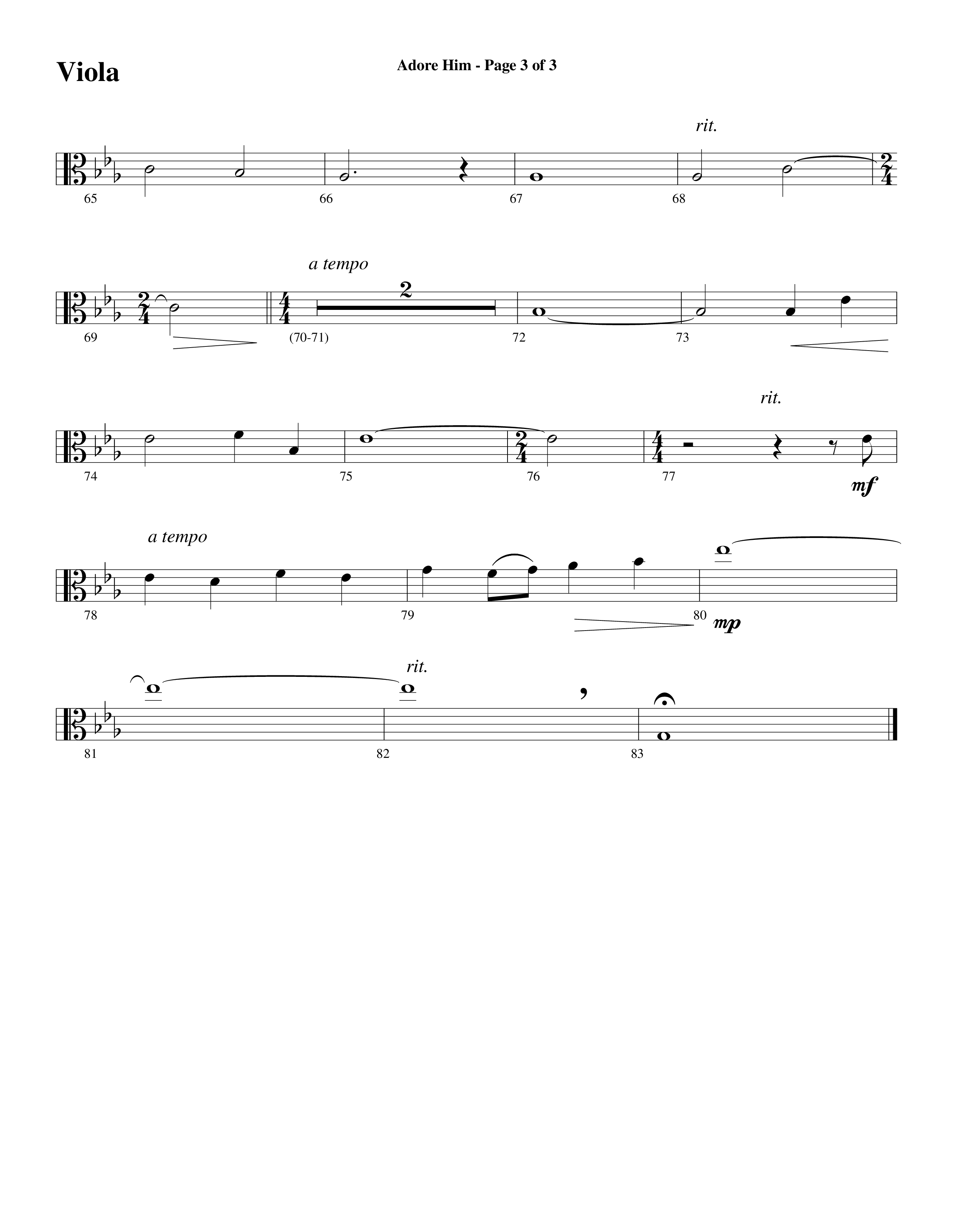 Adore Him (Choral Anthem SATB) Viola (Word Music Choral / Arr. Robert Sterling)