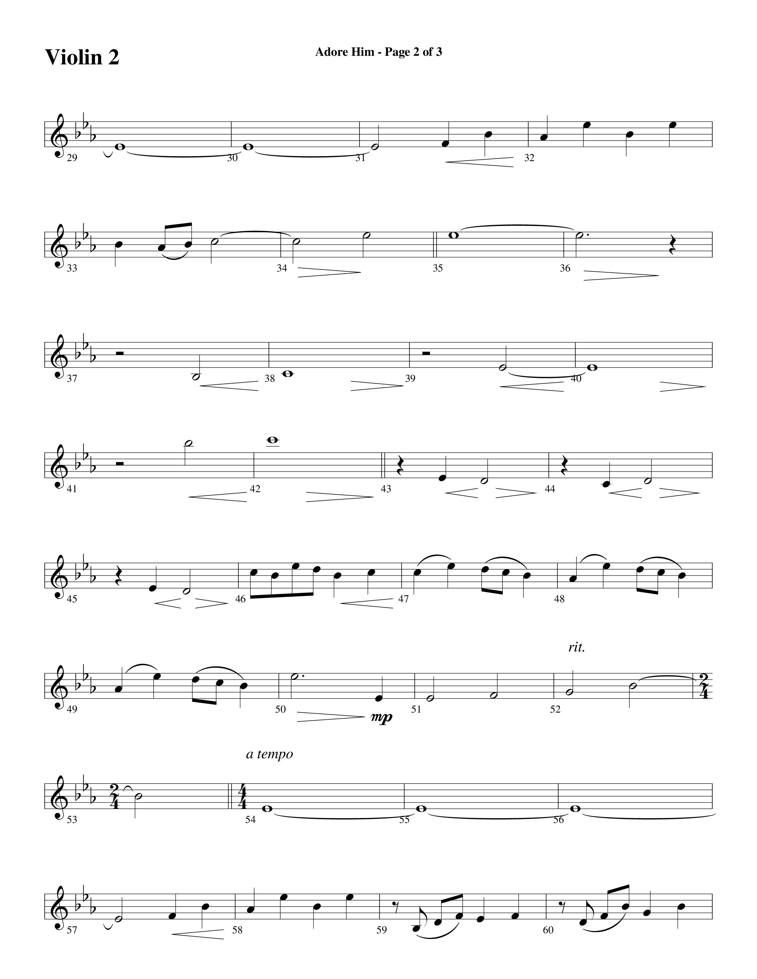 Adore Him (Choral Anthem SATB) Violin 2 (Word Music Choral / Arr. Robert Sterling)