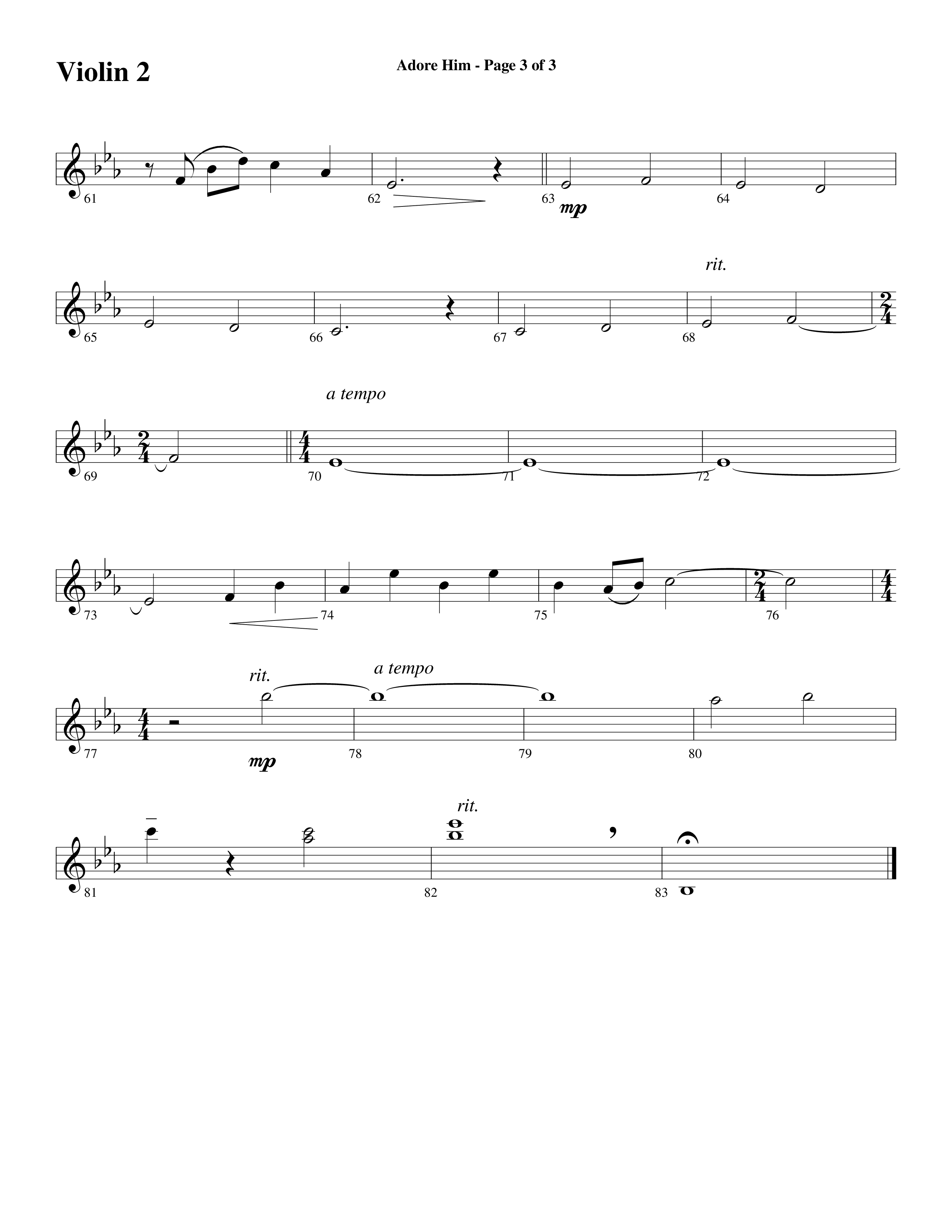 Adore Him (Choral Anthem SATB) Violin 2 (Word Music Choral / Arr. Robert Sterling)