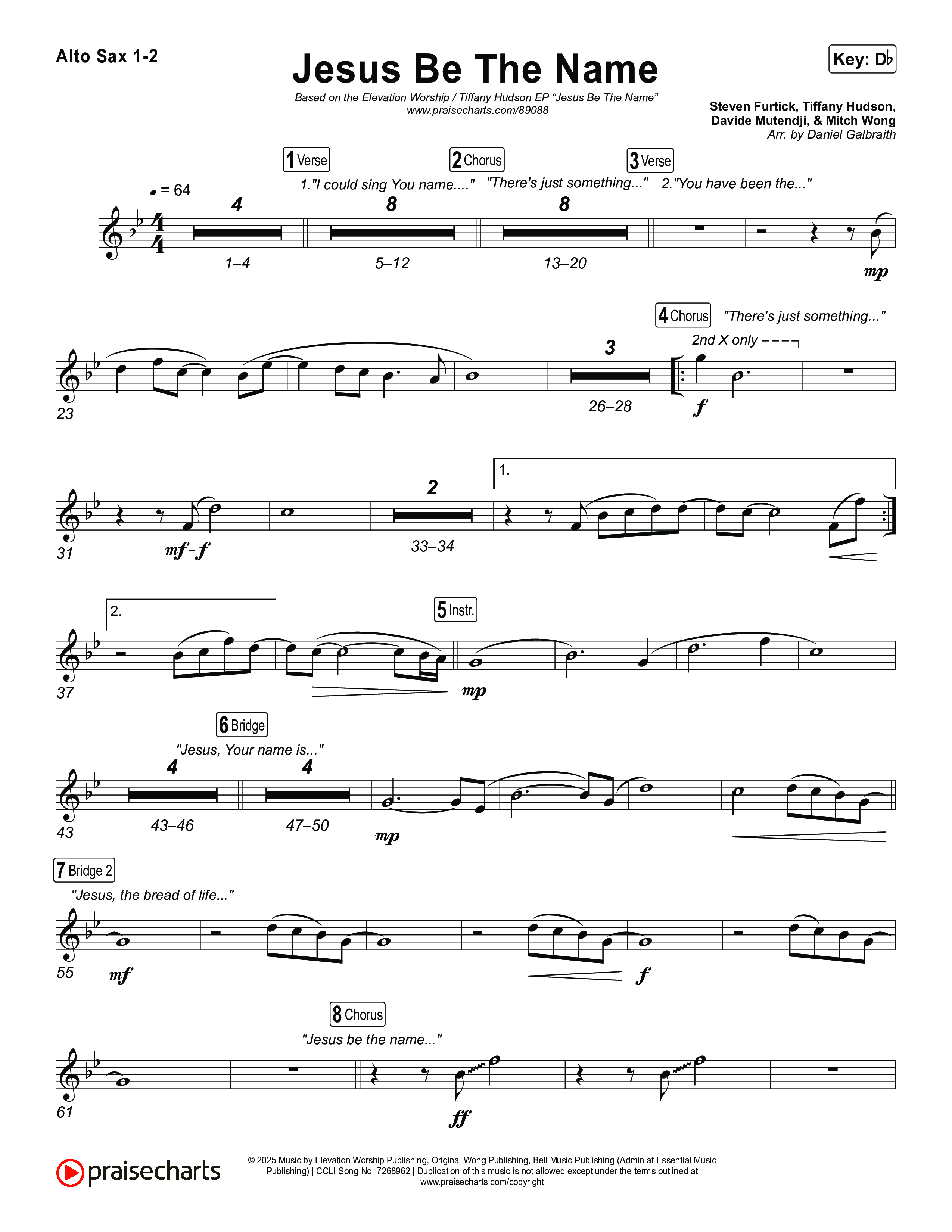 Jesus Be The Name Alto Sax 1,2 (Elevation Worship)