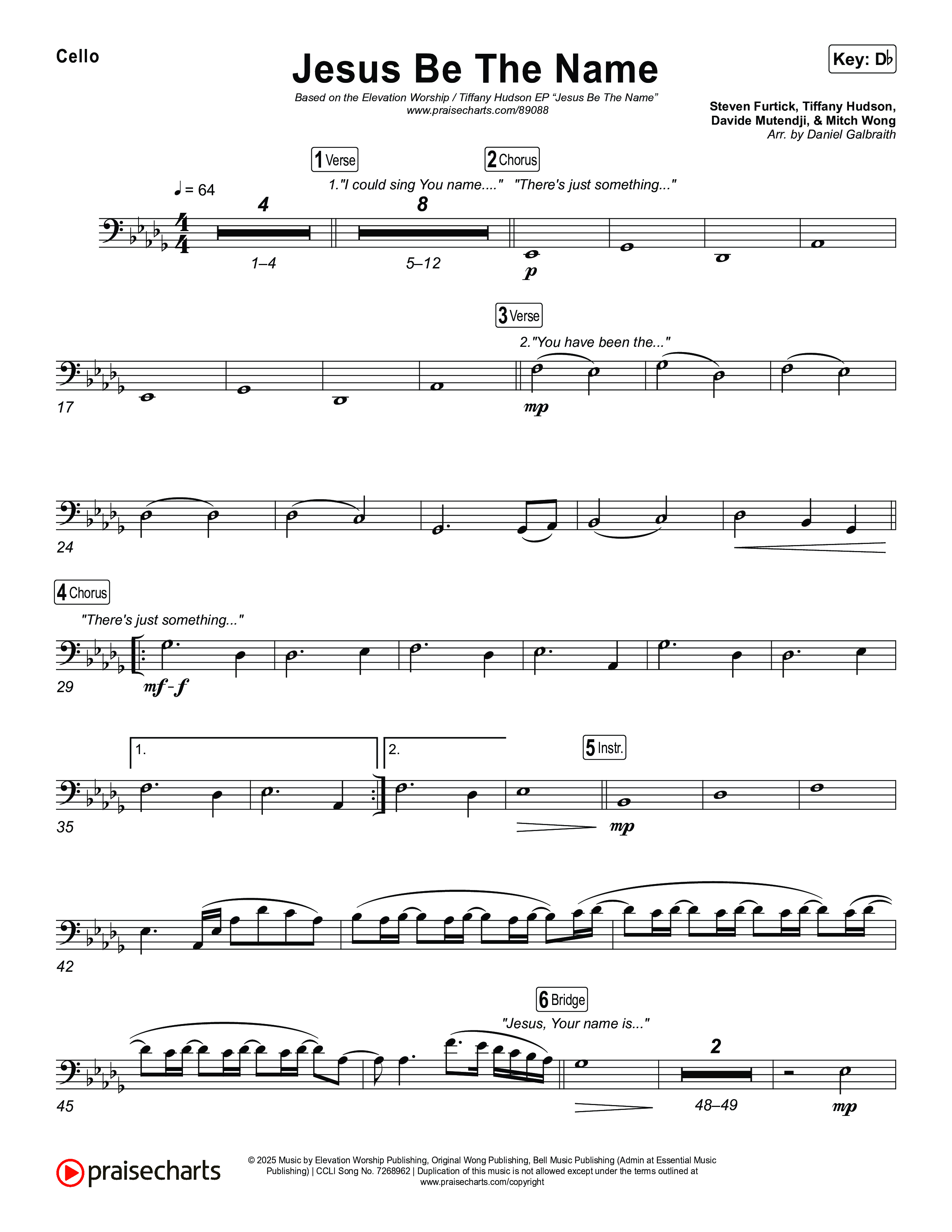 Jesus Be The Name Cello (Elevation Worship)