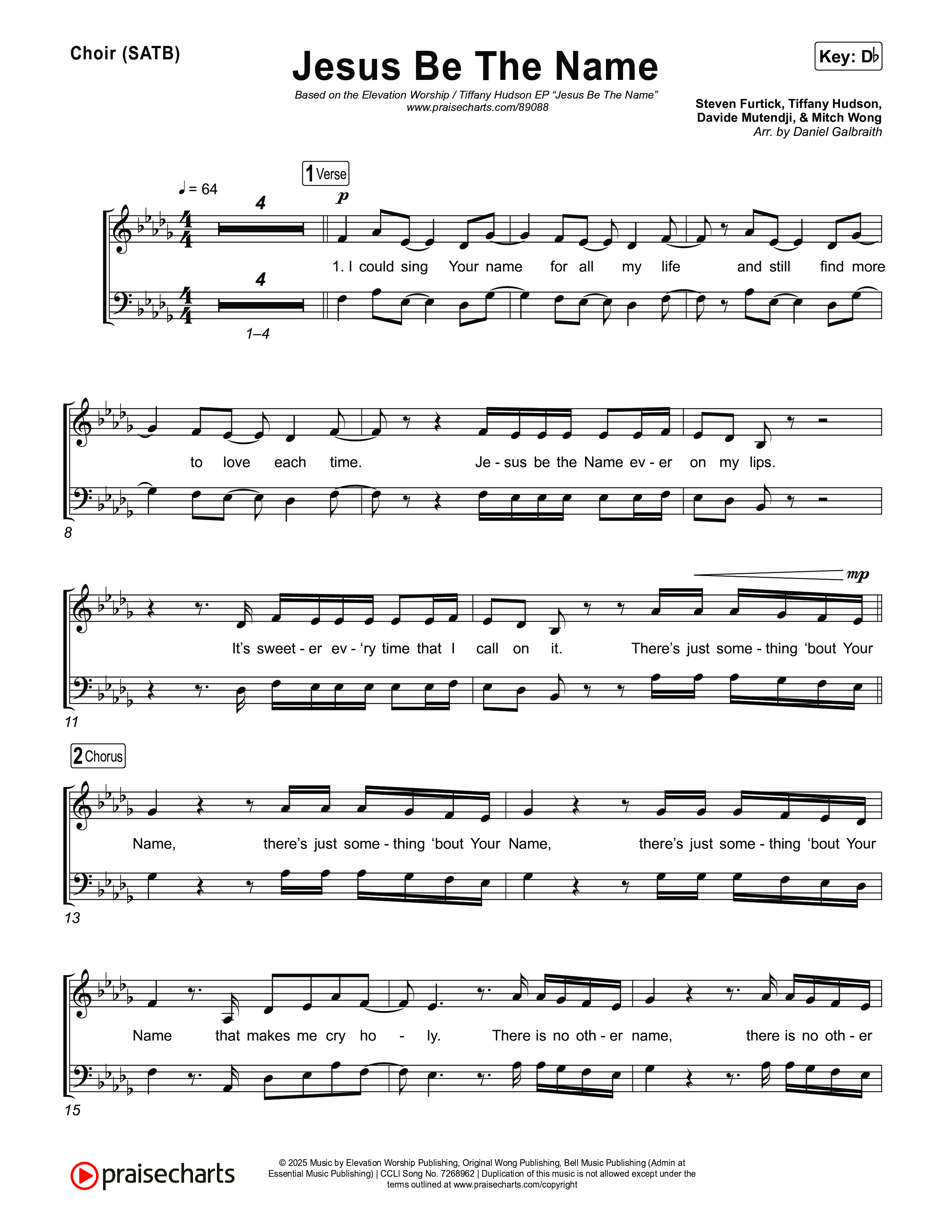 Jesus Be The Name Choir Sheet (SATB) (Elevation Worship)