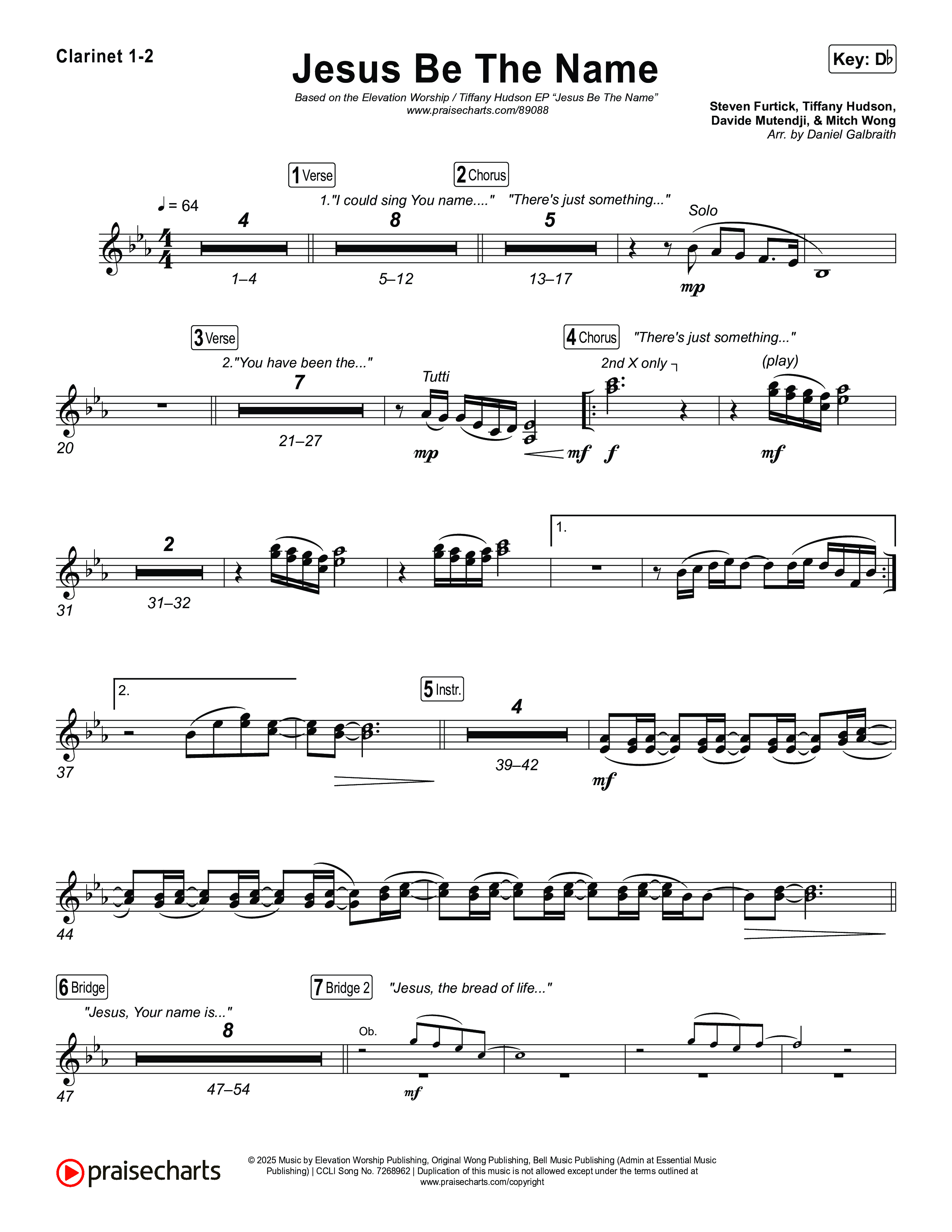 Jesus Be The Name Clarinet 1/2 (Elevation Worship)