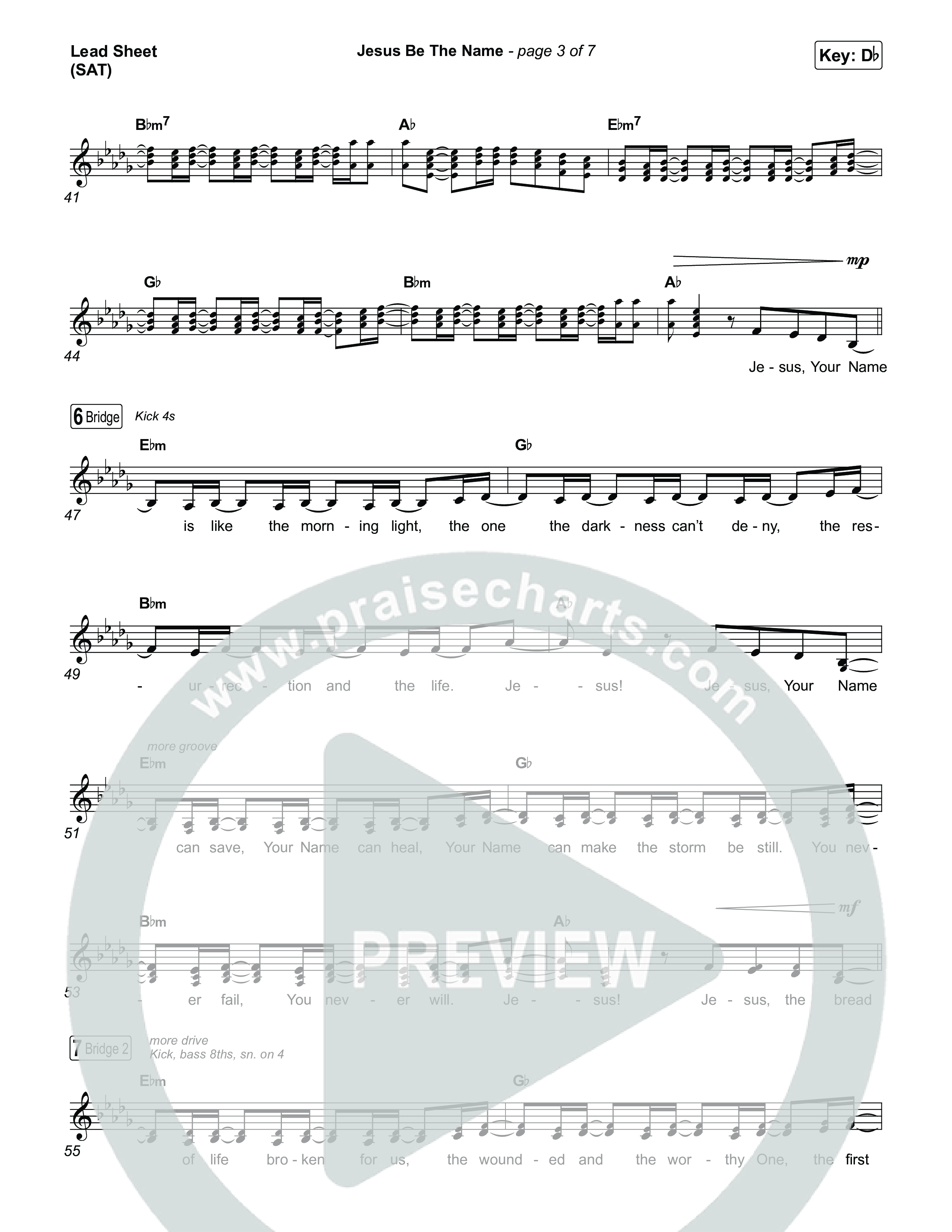 Jesus Be The Name Lead Sheet (SAT) (Elevation Worship)