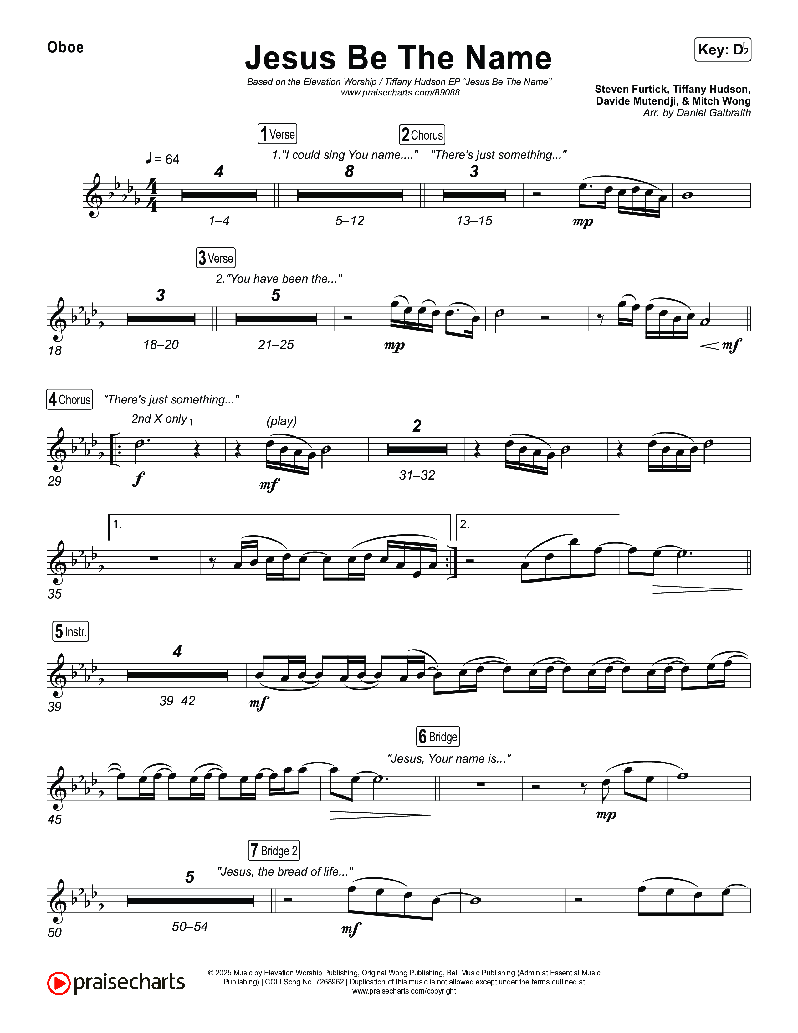 Jesus Be The Name Oboe (Elevation Worship)