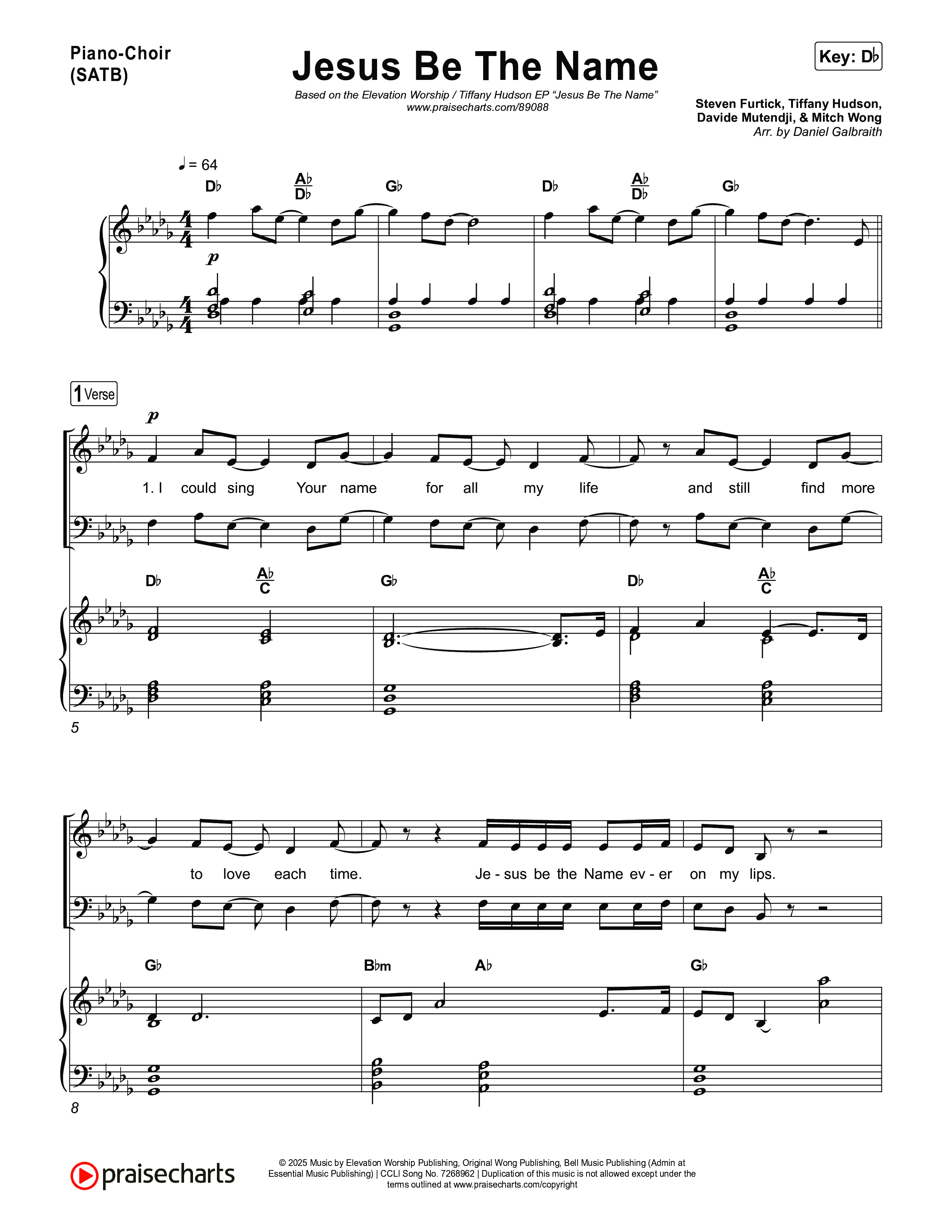 Jesus Be The Name Piano/Vocal Pack (Elevation Worship)