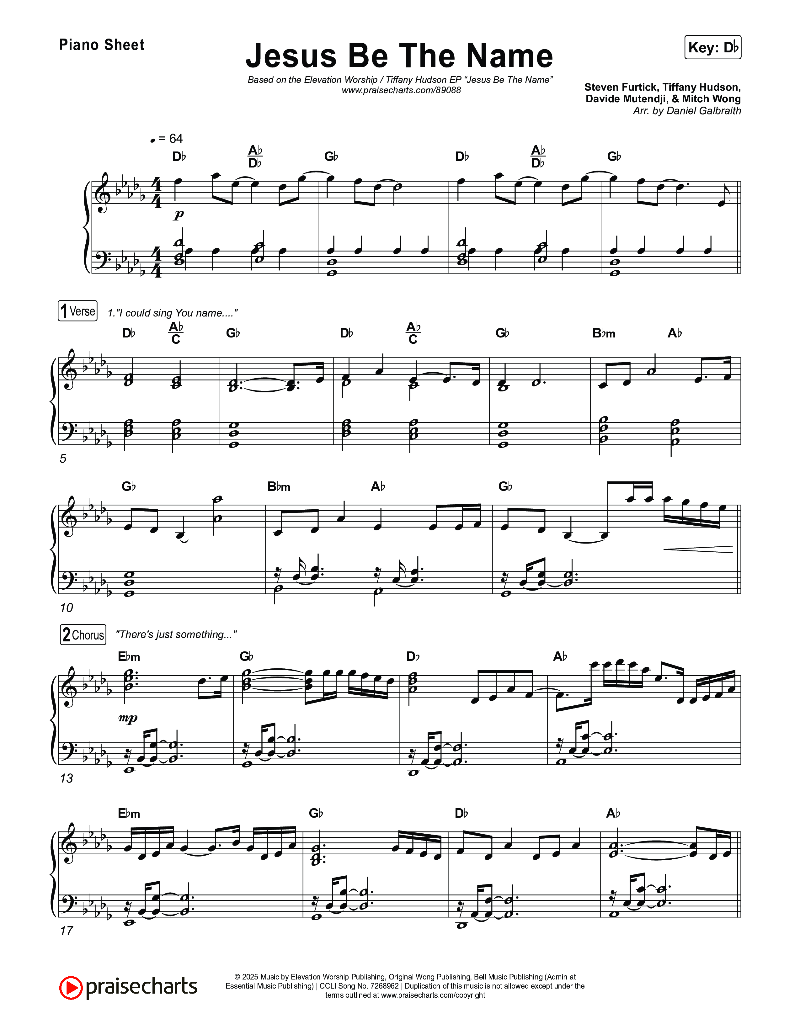 Jesus Be The Name Piano Sheet (Elevation Worship)