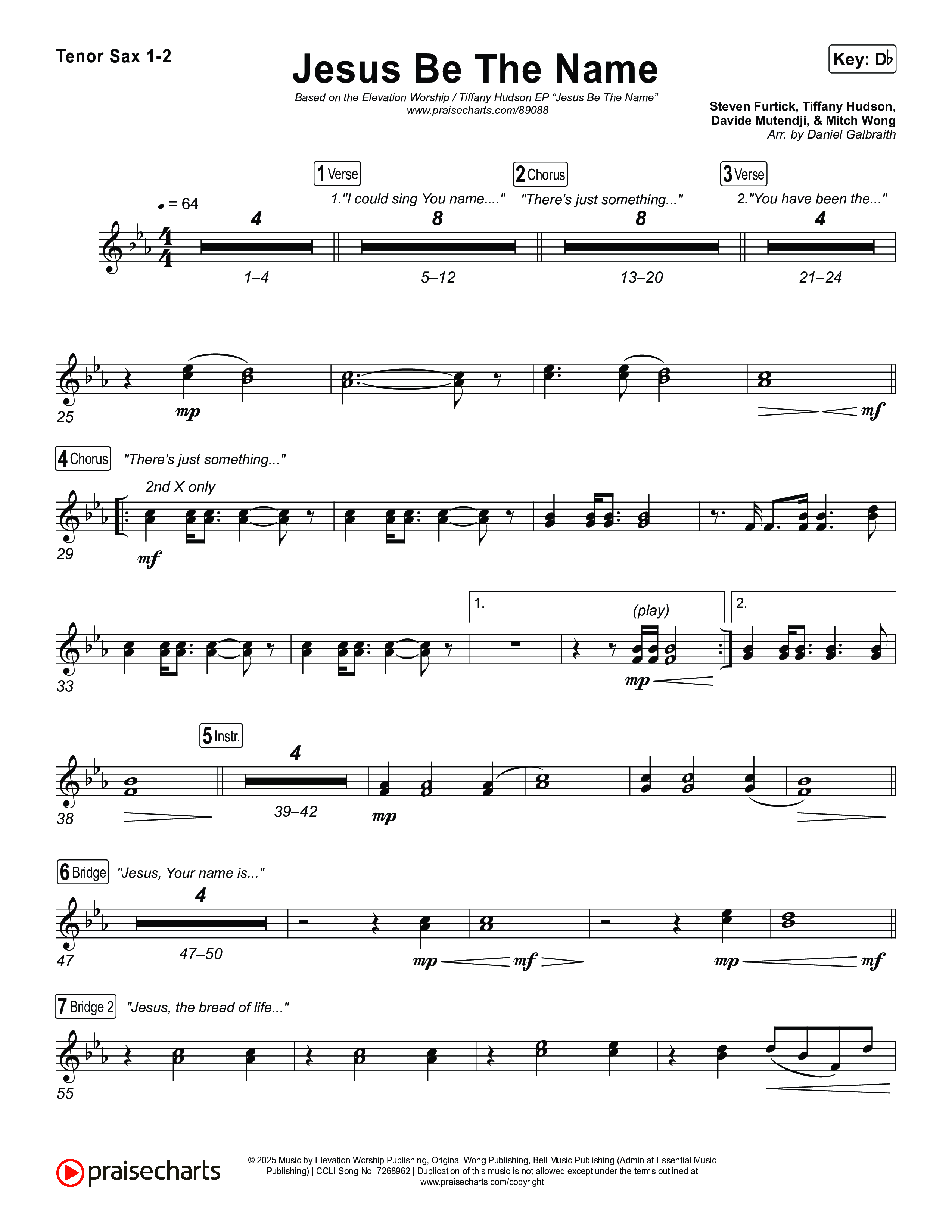 Jesus Be The Name Tenor Sax 1,2 (Elevation Worship)