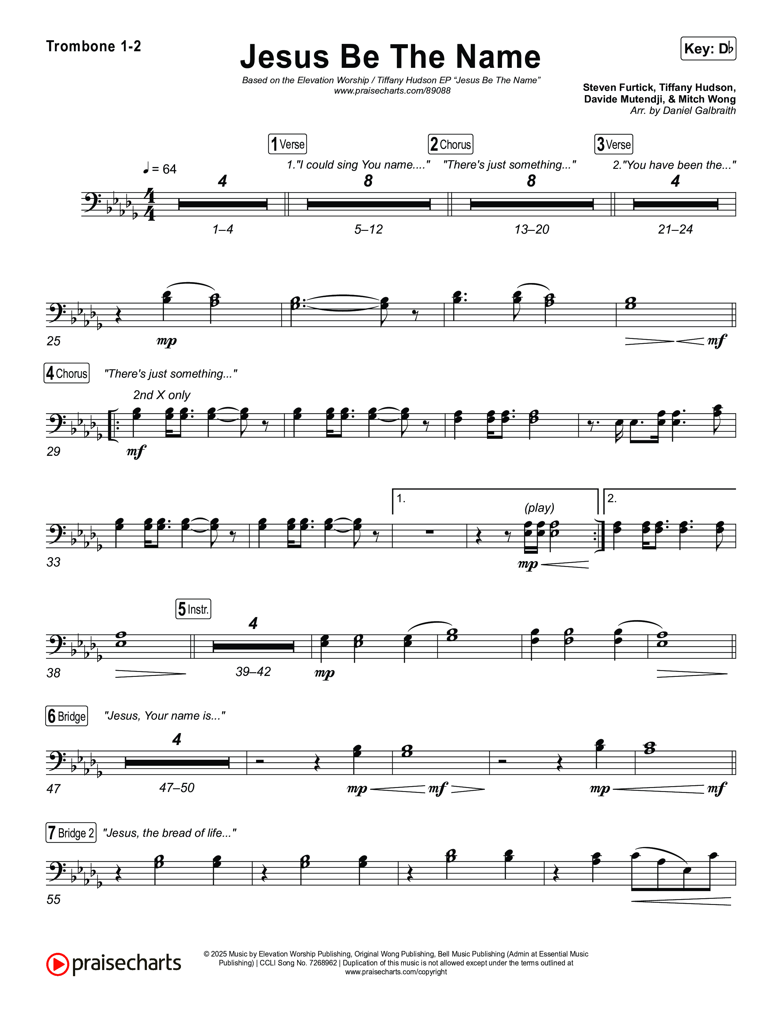 Jesus Be The Name Trombone 1/2 (Elevation Worship)