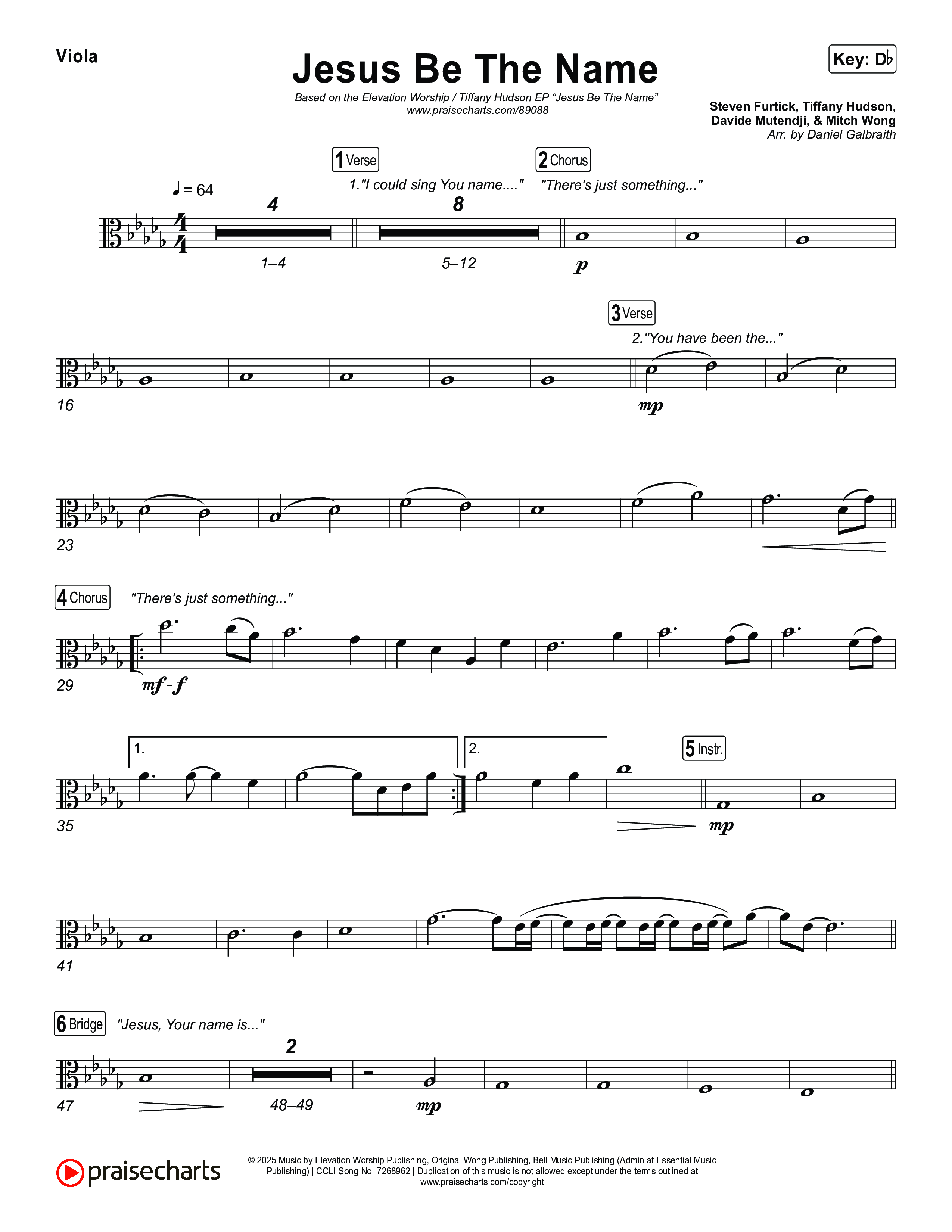 Jesus Be The Name Viola (Elevation Worship)