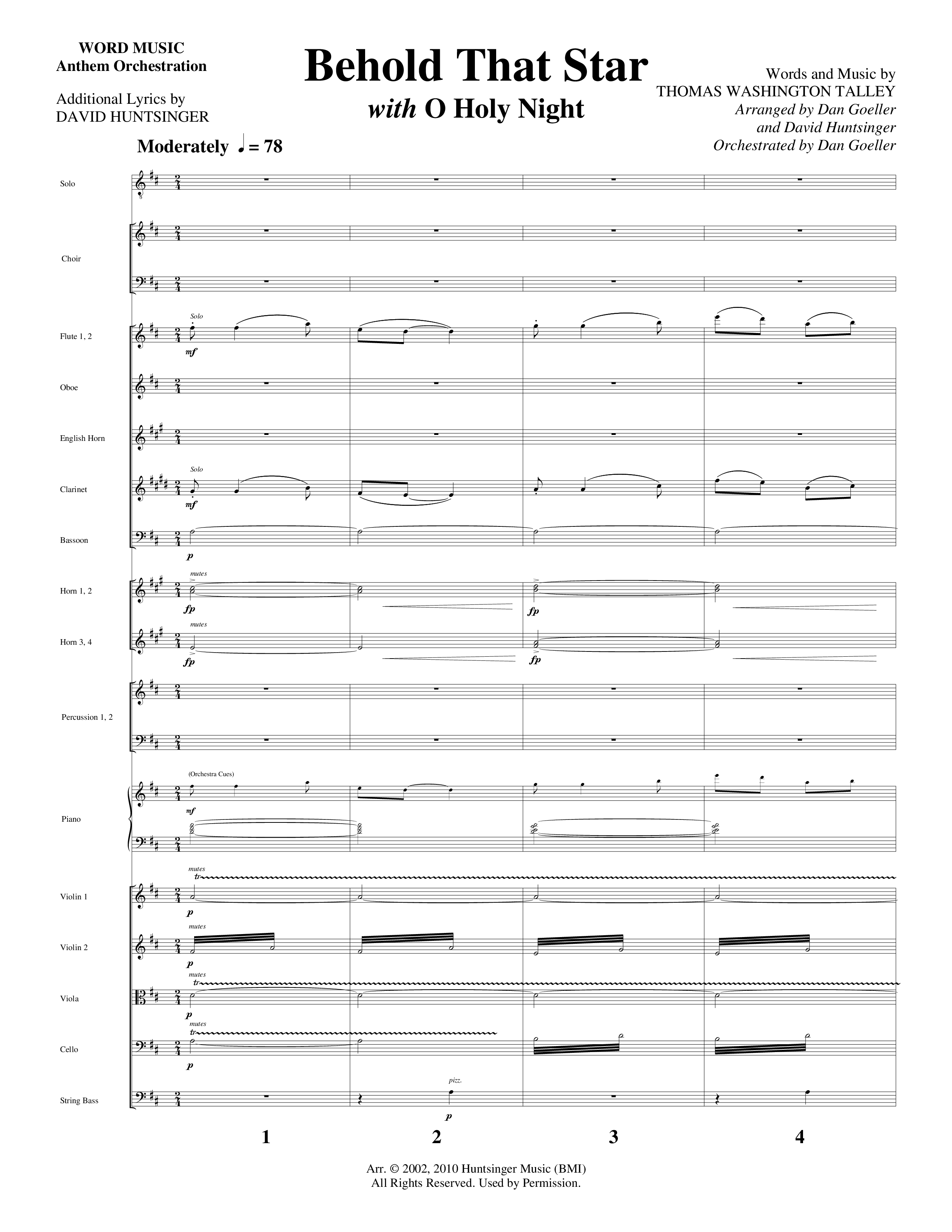 Behold That Star (with O Holy Night) (Choral Anthem SATB) Orchestration (Word Music Choral / Arr. Dan Goeller / Arr. David Huntsinger)