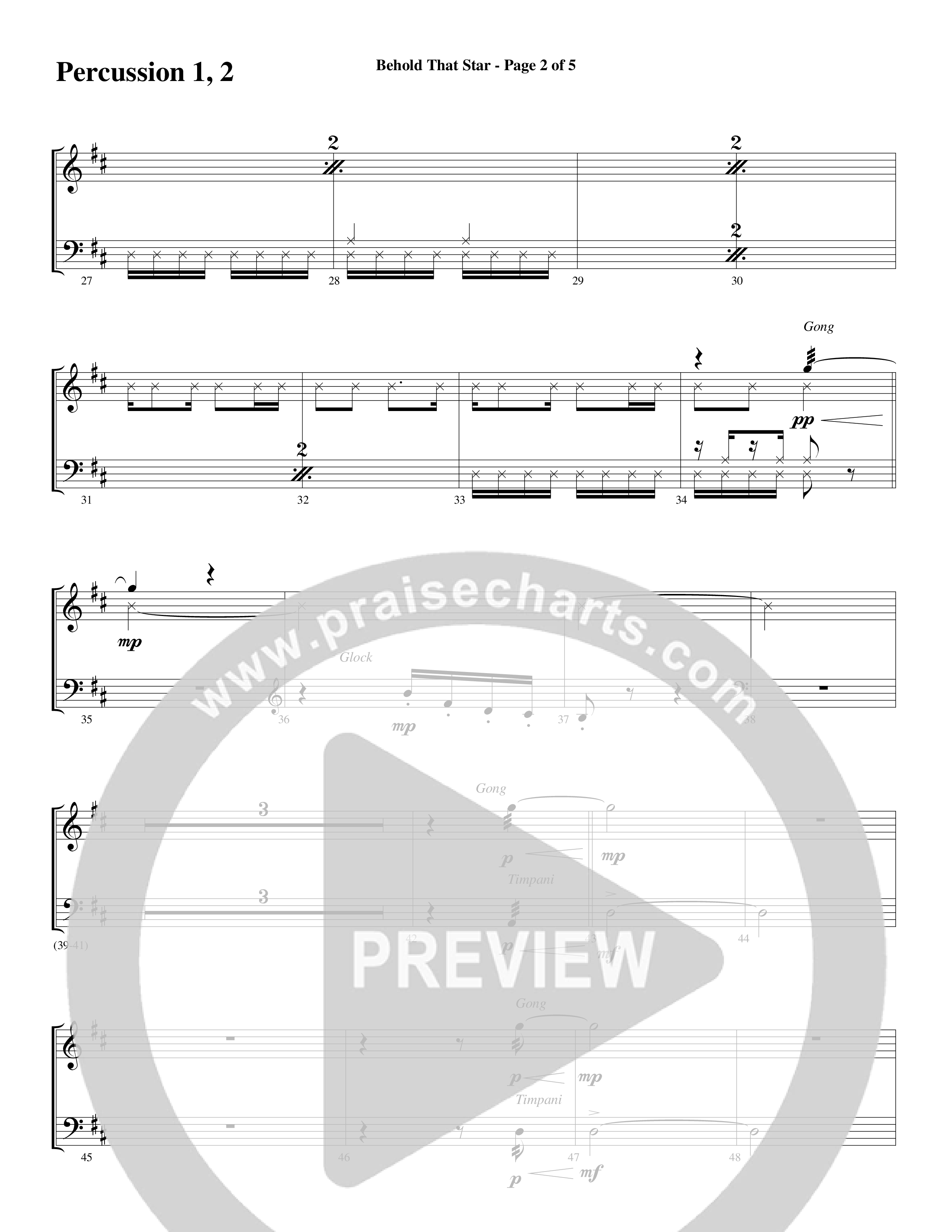 Behold That Star (with O Holy Night) (Choral Anthem SATB) Percussion (Word Music Choral / Arr. Dan Goeller / Arr. David Huntsinger)