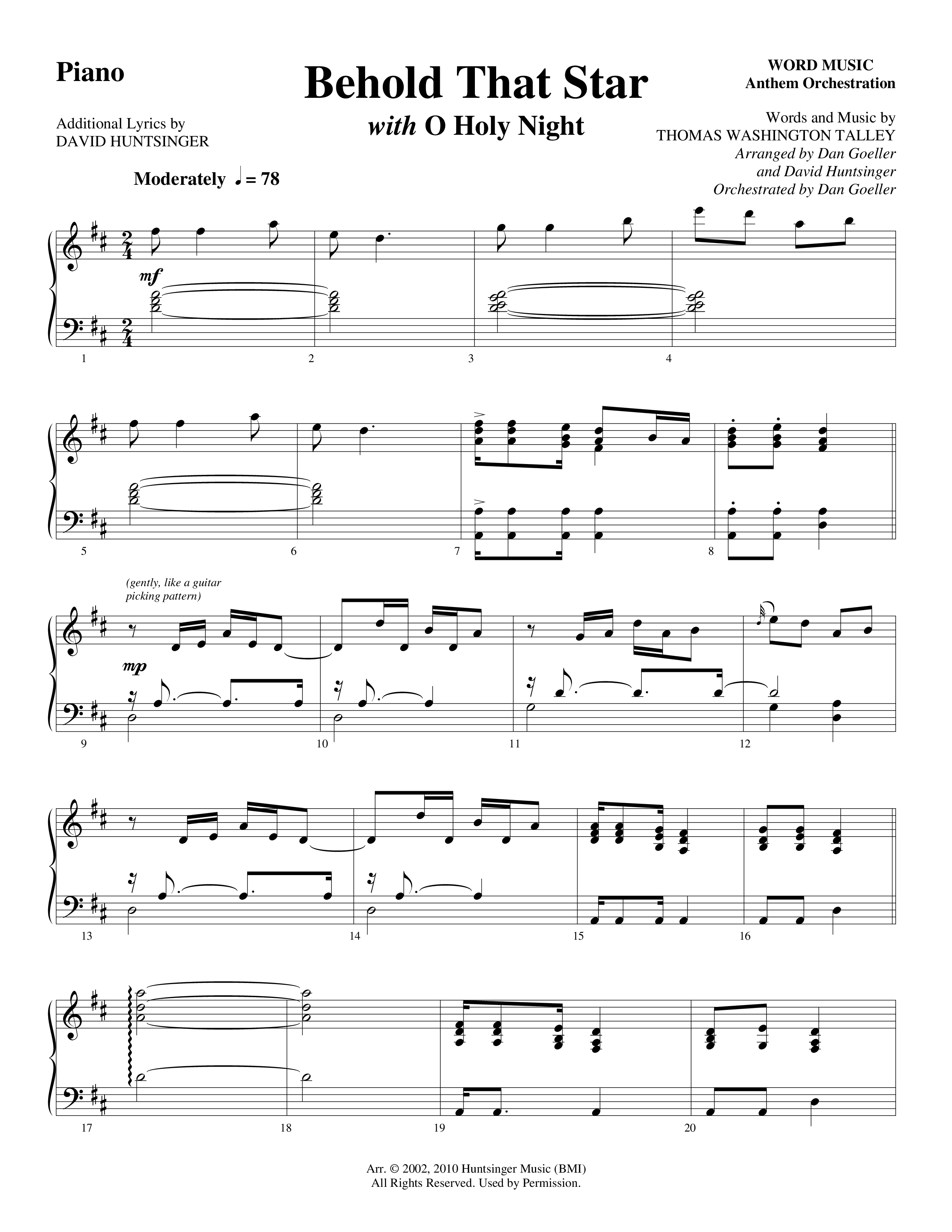 Behold That Star (with O Holy Night) (Choral Anthem SATB) Rhythm Chart (Word Music Choral / Arr. Dan Goeller / Arr. David Huntsinger)
