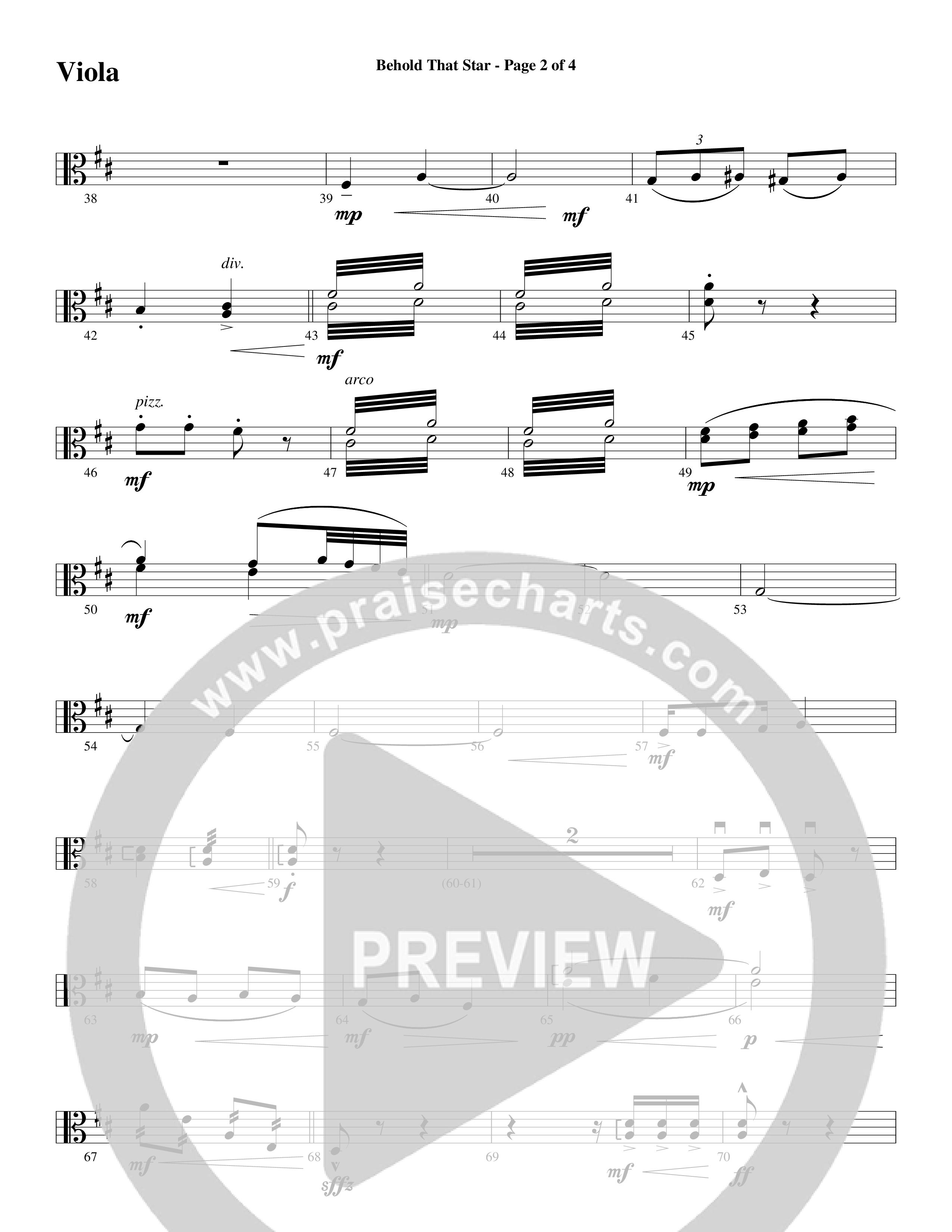 Behold That Star (with O Holy Night) (Choral Anthem SATB) Viola (Word Music Choral / Arr. Dan Goeller / Arr. David Huntsinger)