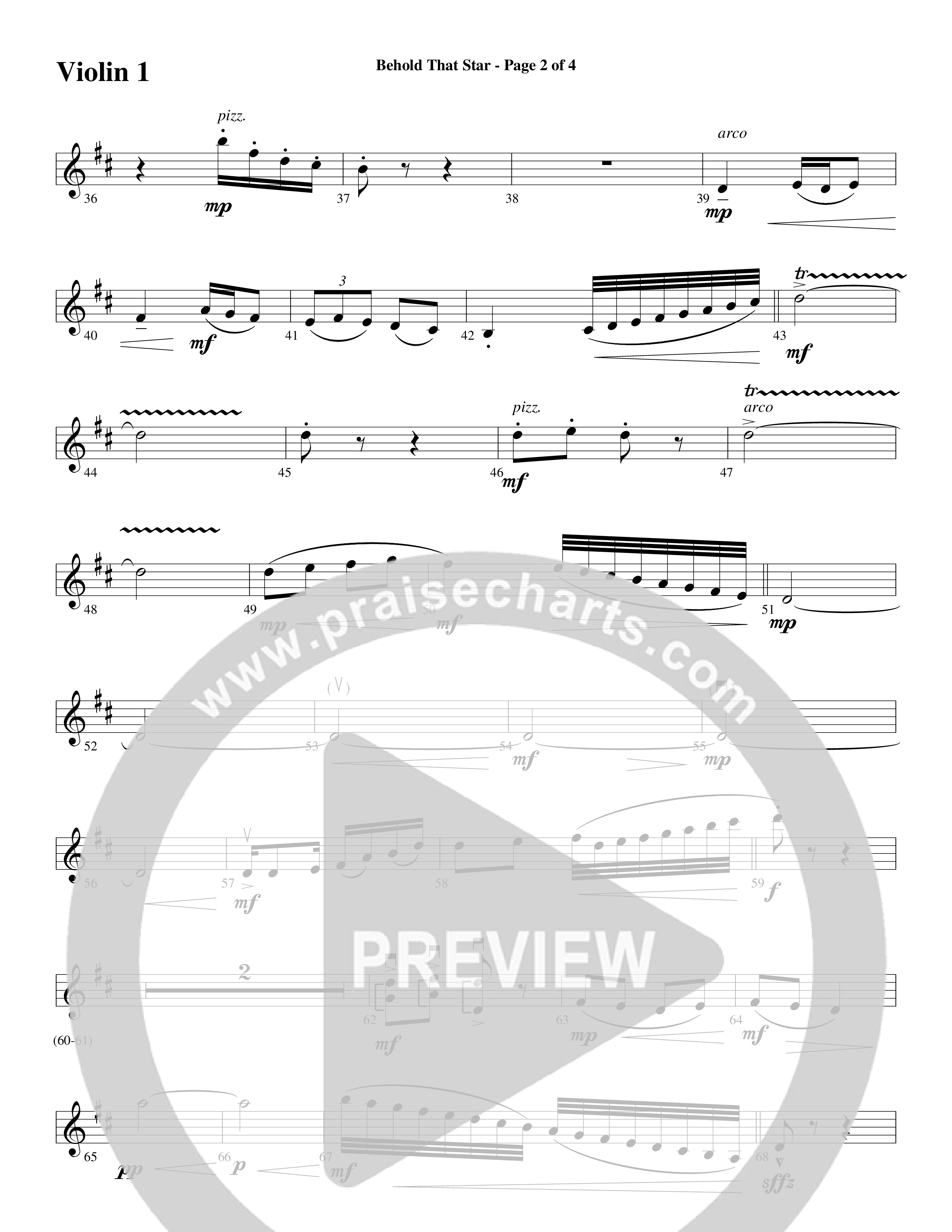 Behold That Star (with O Holy Night) (Choral Anthem SATB) Violin 1 (Word Music Choral / Arr. Dan Goeller / Arr. David Huntsinger)