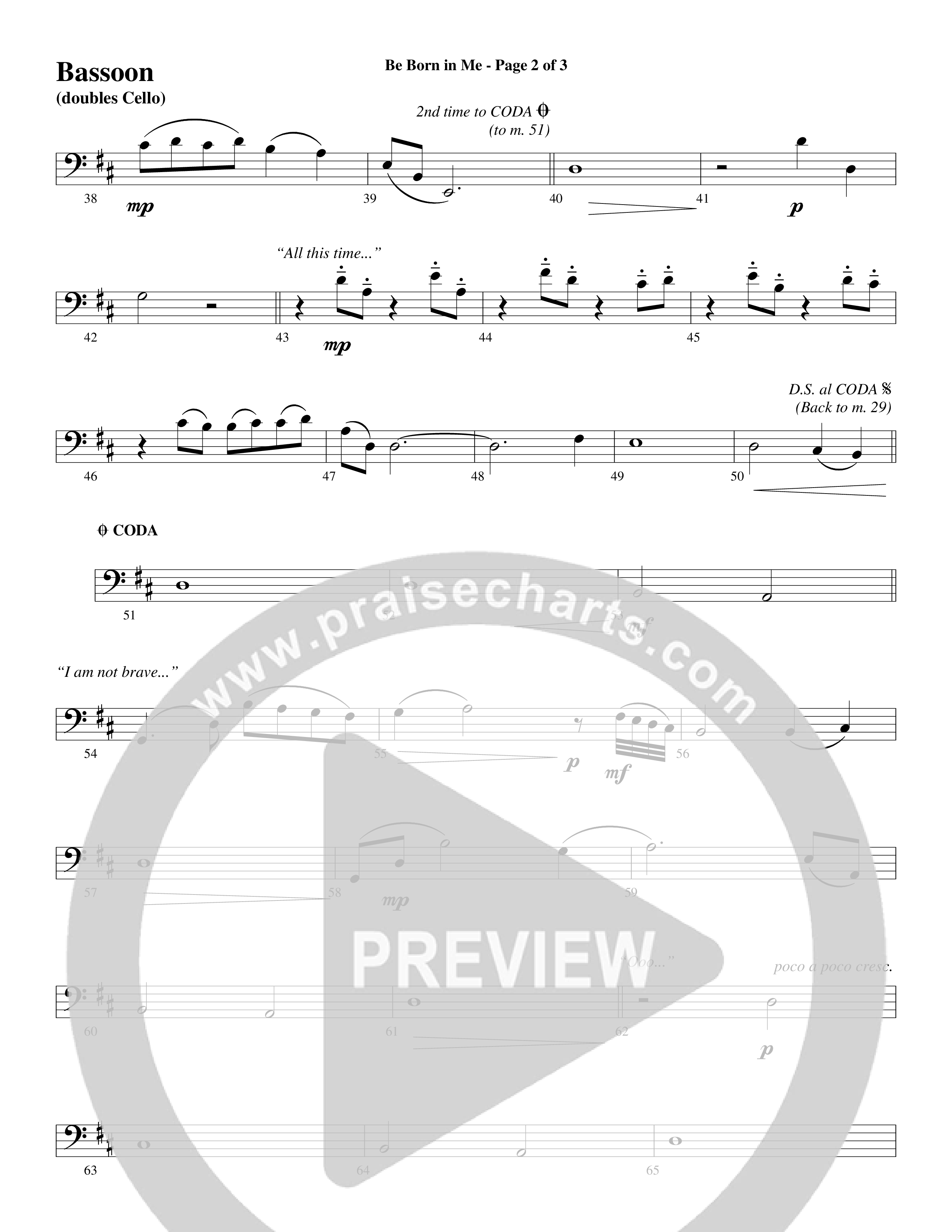 Be Born In Me Bassoon (Word Music Choral / Arr. Mark McClure / Orch. Phillip Keveren)