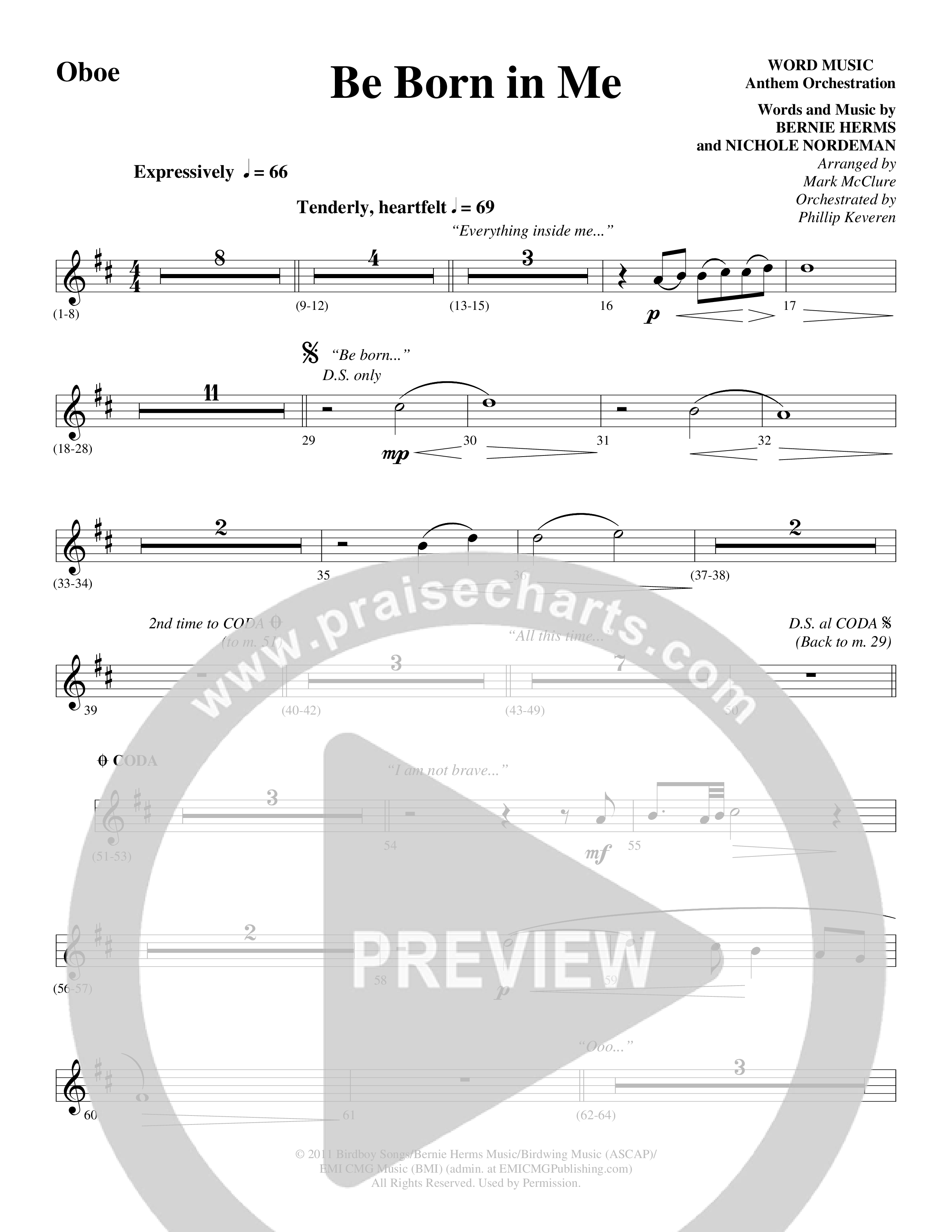 Be Born In Me Oboe (Word Music Choral / Arr. Mark McClure / Orch. Phillip Keveren)