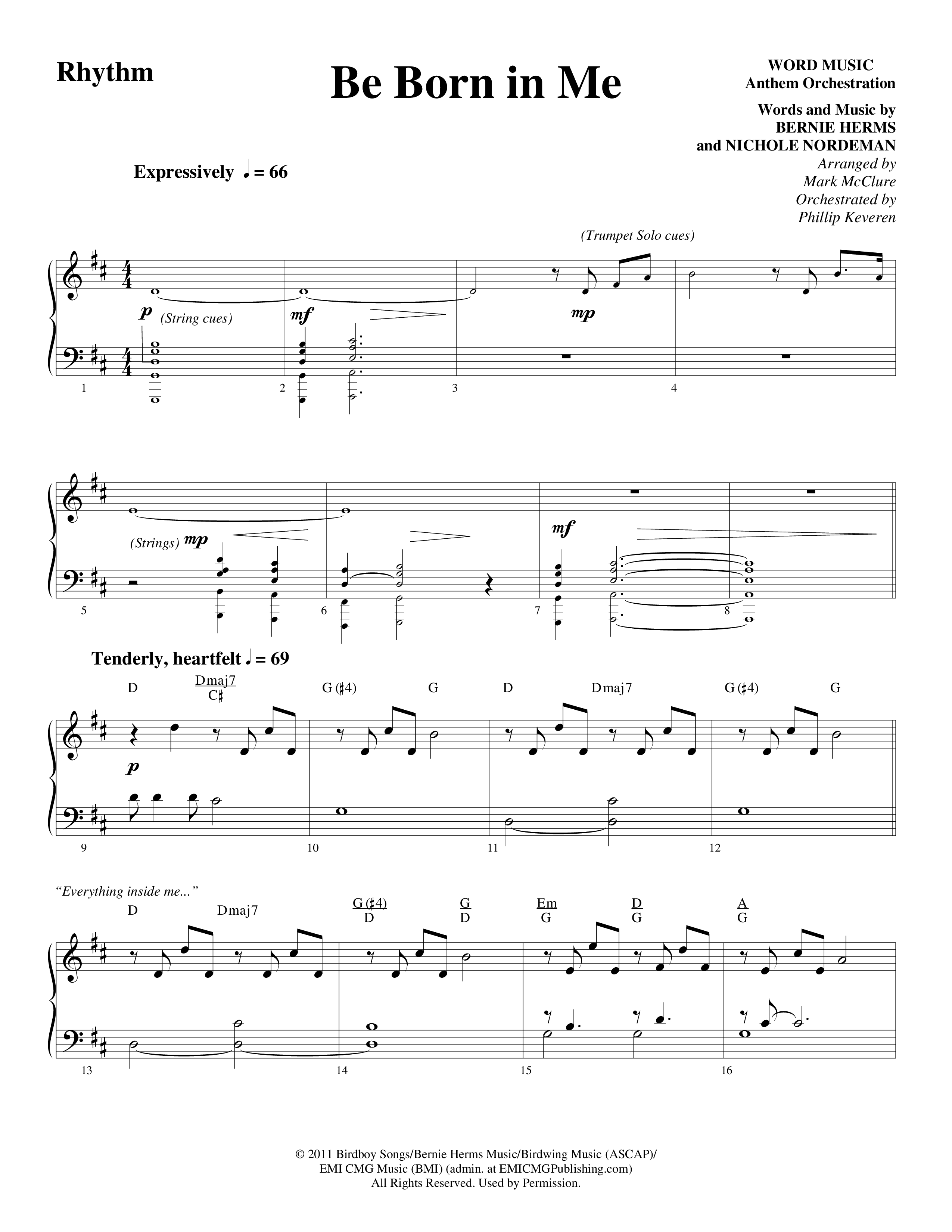 Be Born In Me Rhythm Chart (Word Music Choral / Arr. Mark McClure / Orch. Phillip Keveren)