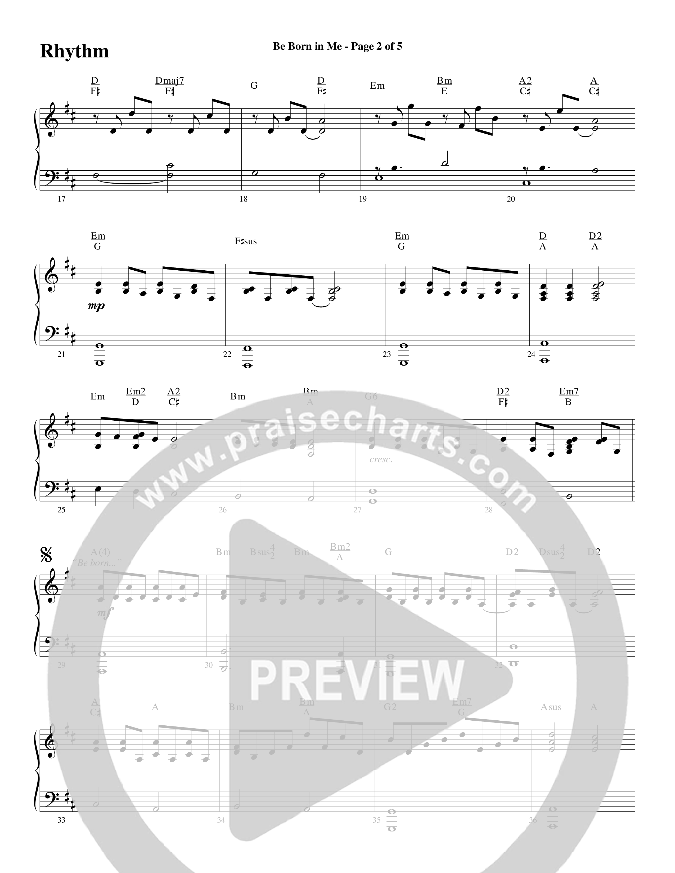 Be Born In Me Rhythm Chart (Word Music Choral / Arr. Mark McClure / Orch. Phillip Keveren)