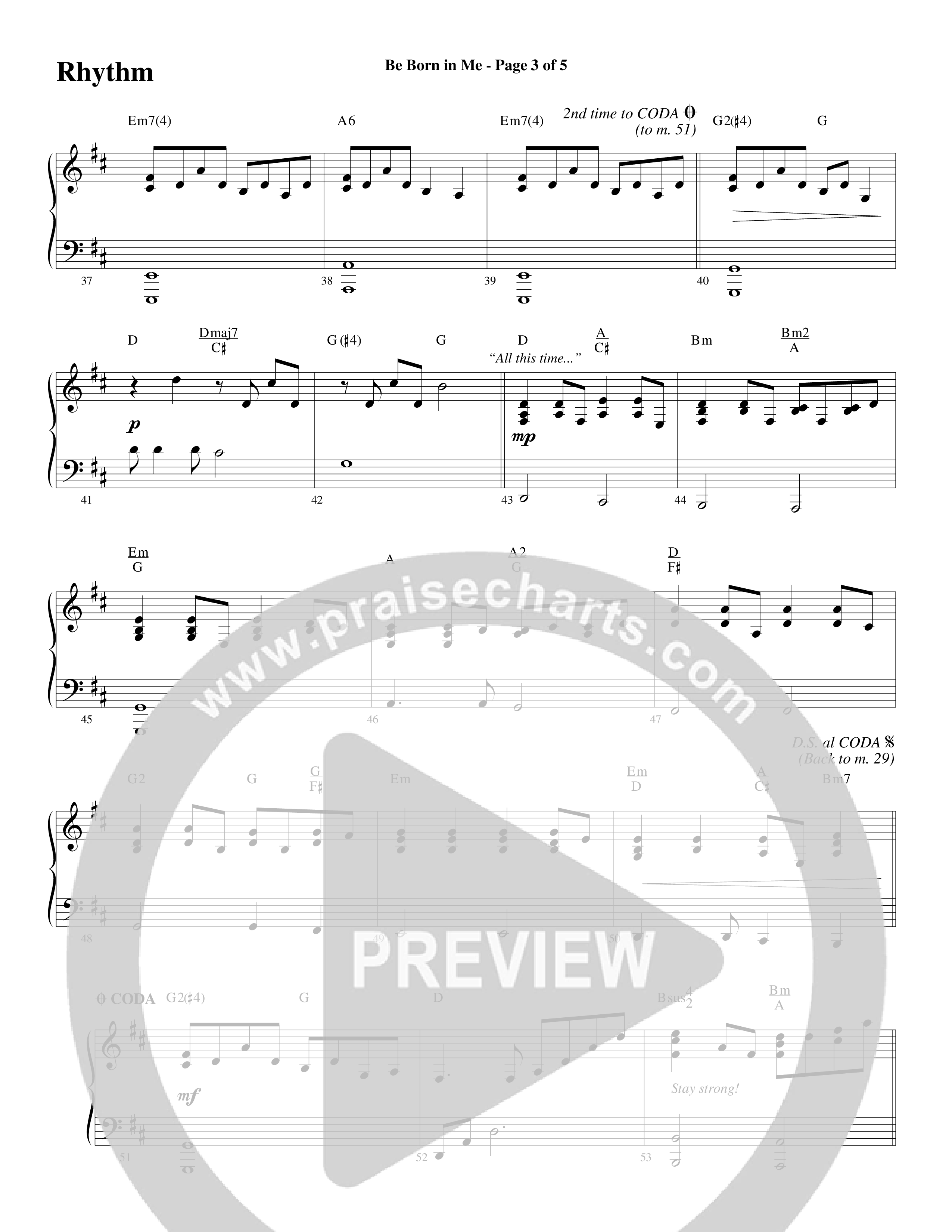 Be Born In Me Rhythm Chart (Word Music Choral / Arr. Mark McClure / Orch. Phillip Keveren)