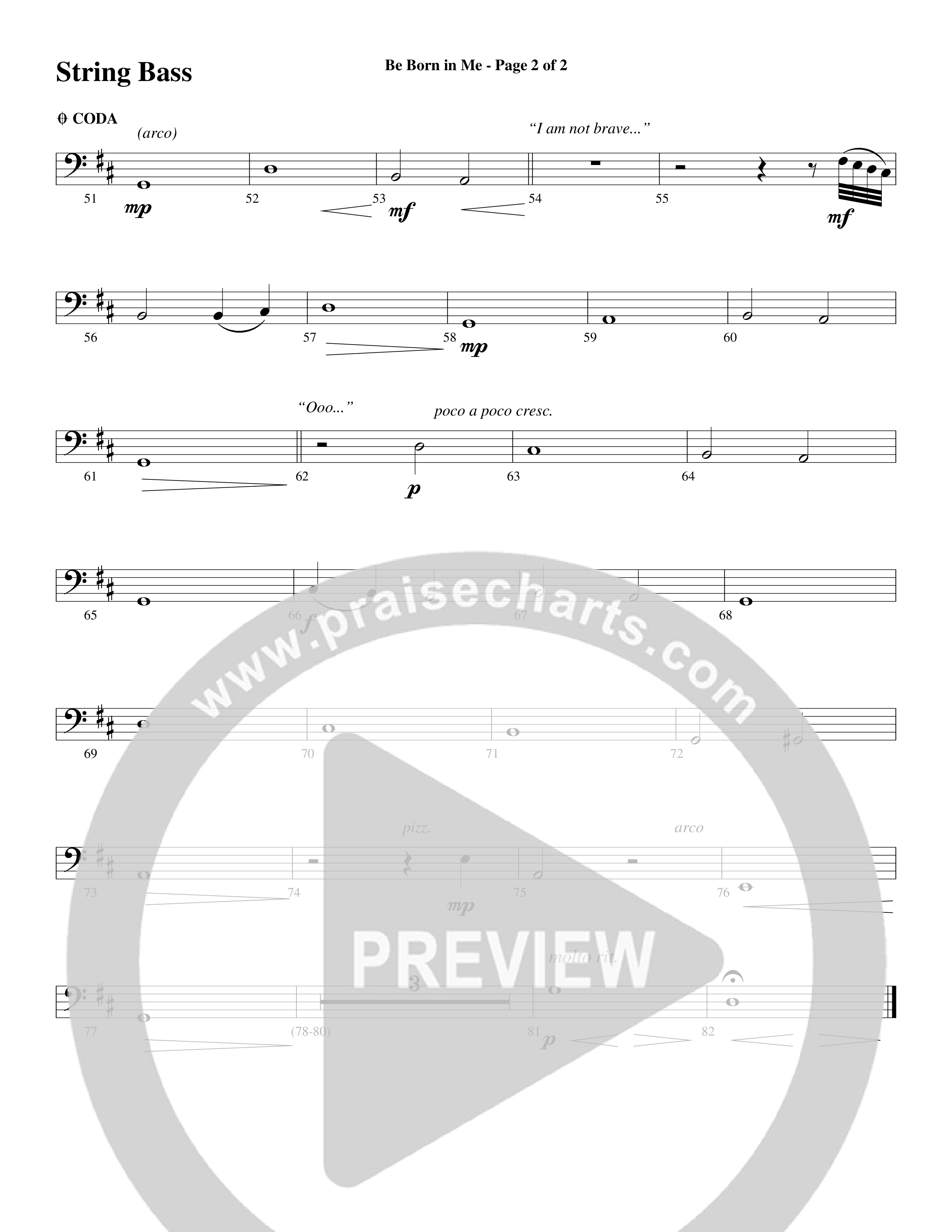 Be Born In Me (Choral Anthem SATB) String Bass (Word Music Choral / Arr. Mark McClure / Orch. Phillip Keveren)