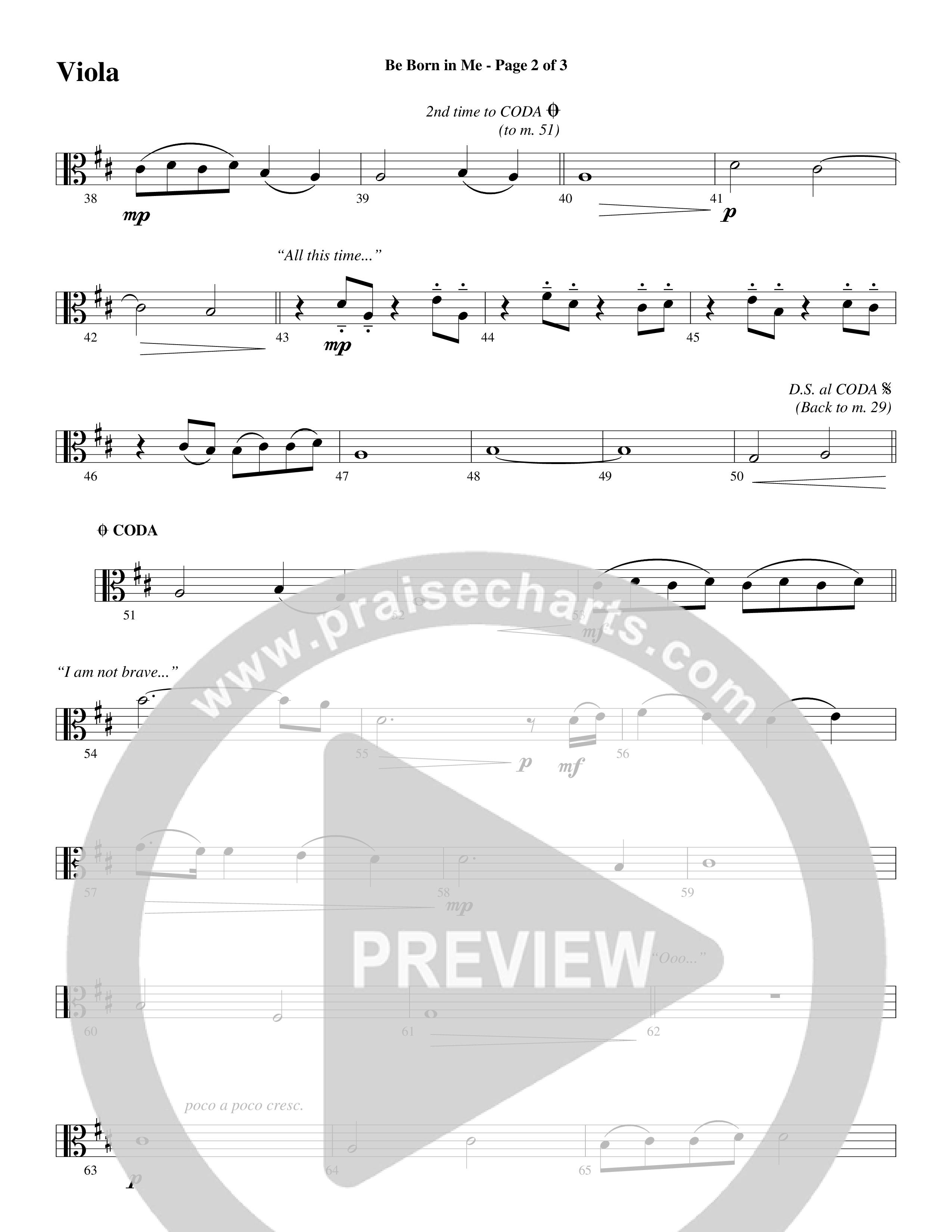 Be Born In Me (Choral Anthem SATB) Viola (Word Music Choral / Arr. Mark McClure / Orch. Phillip Keveren)