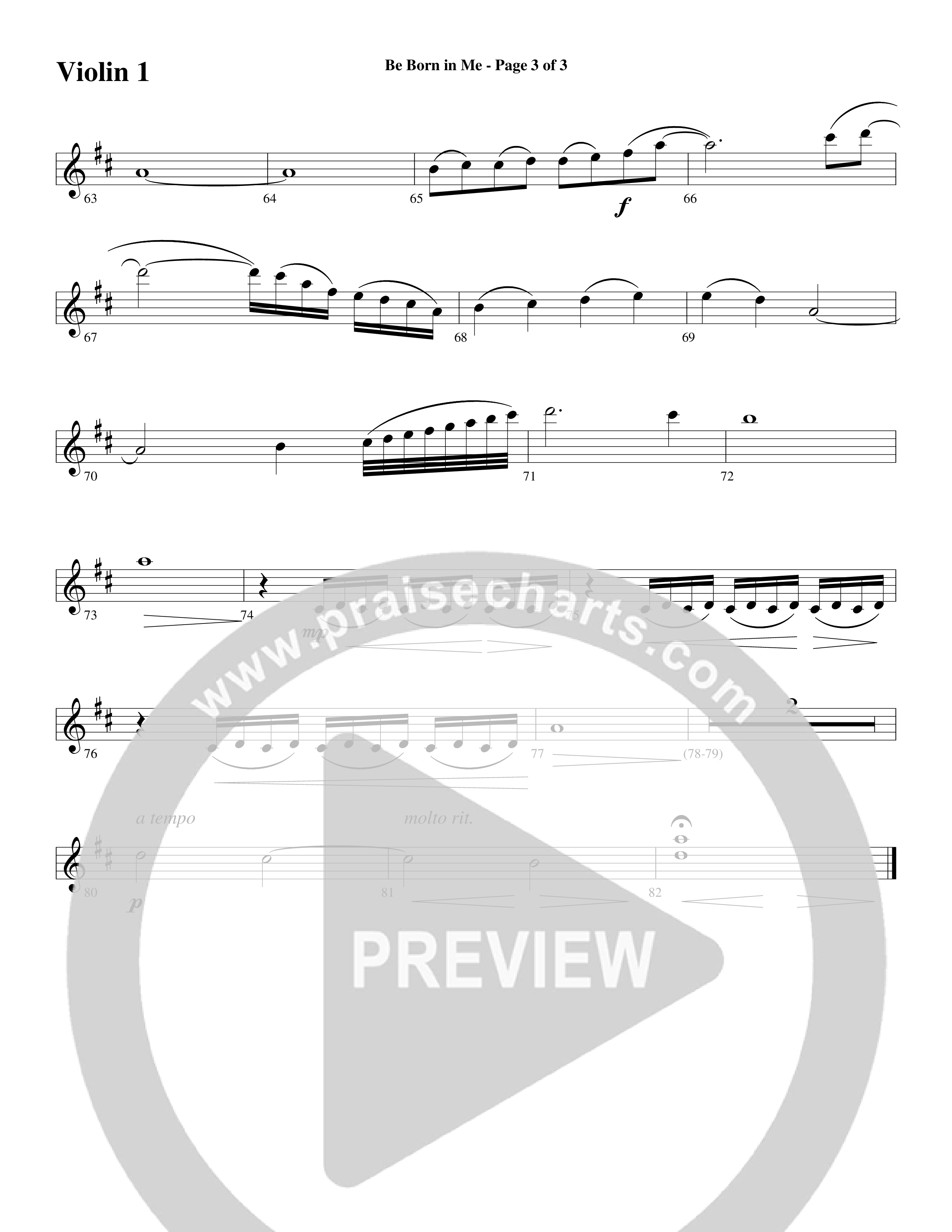 Be Born In Me Violin 1 (Word Music Choral / Arr. Mark McClure / Orch. Phillip Keveren)