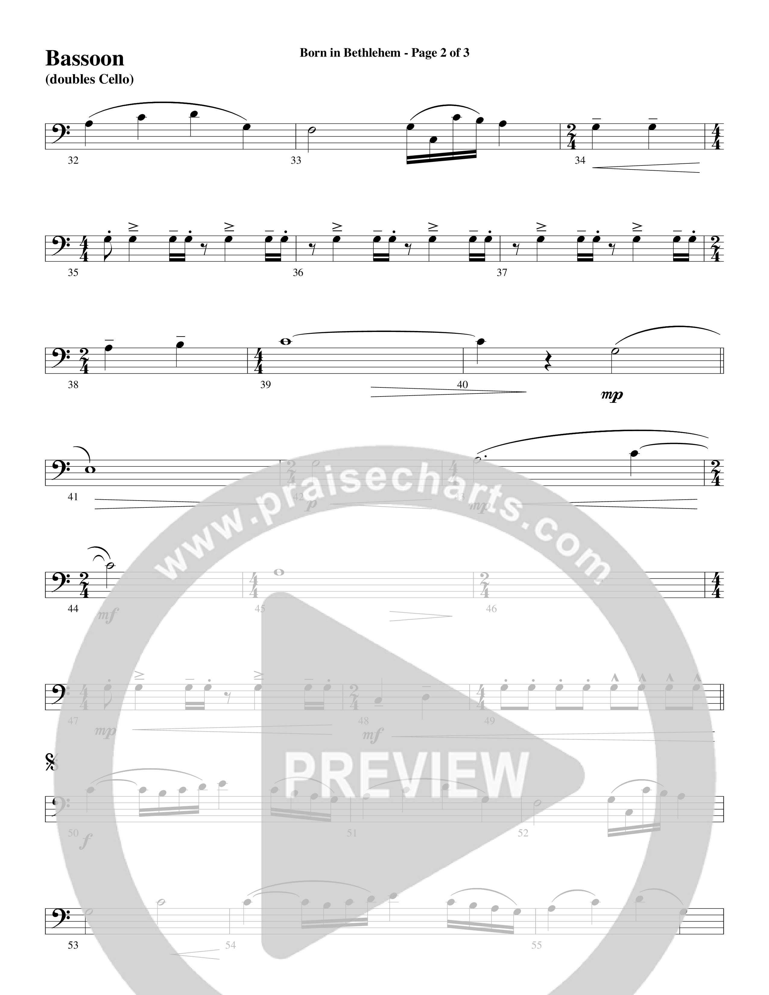 Born In Bethlehem (Choral Anthem SATB) Bassoon (Word Music Choral / Arr. Cliff Duren)
