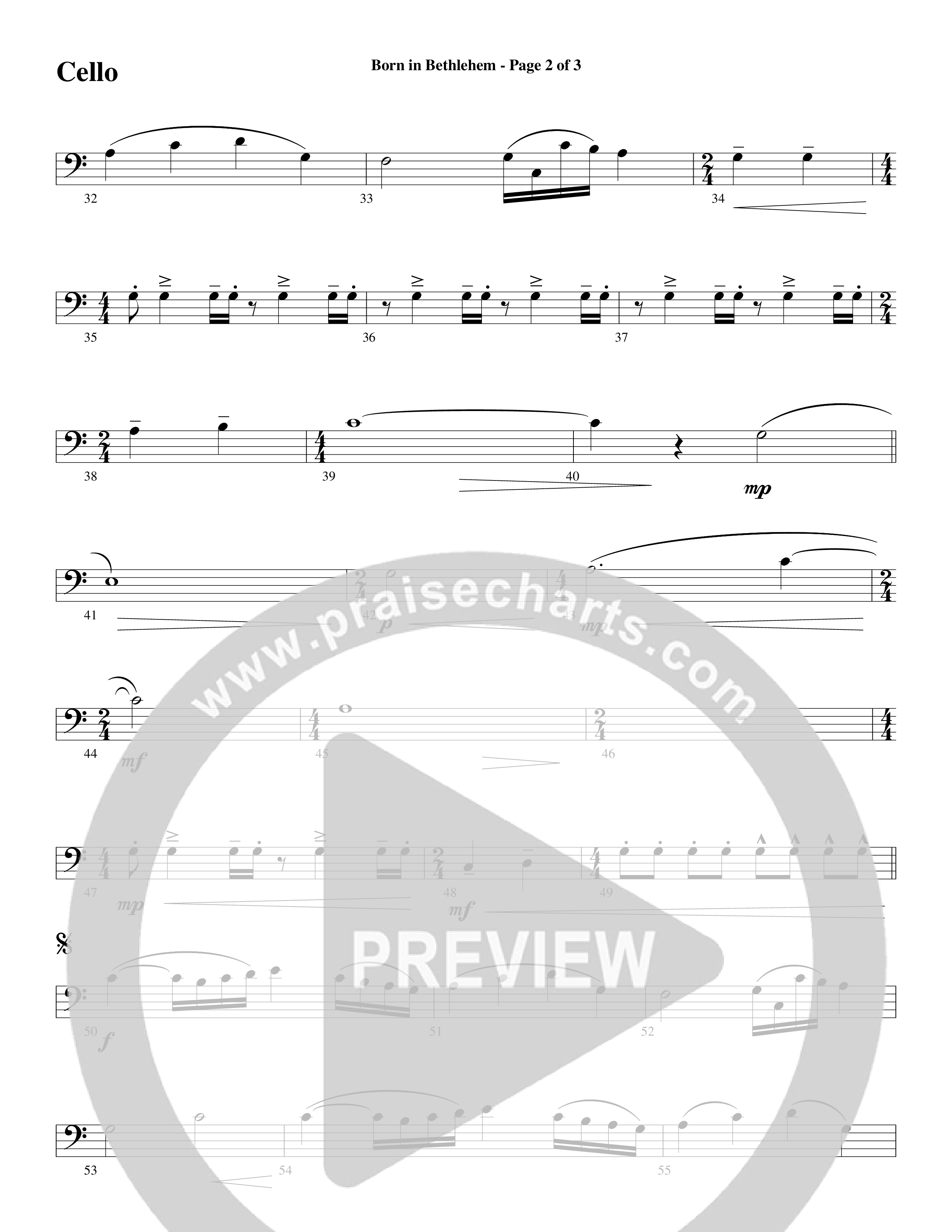 Born In Bethlehem (Choral Anthem SATB) Cello (Word Music Choral / Arr. Cliff Duren)