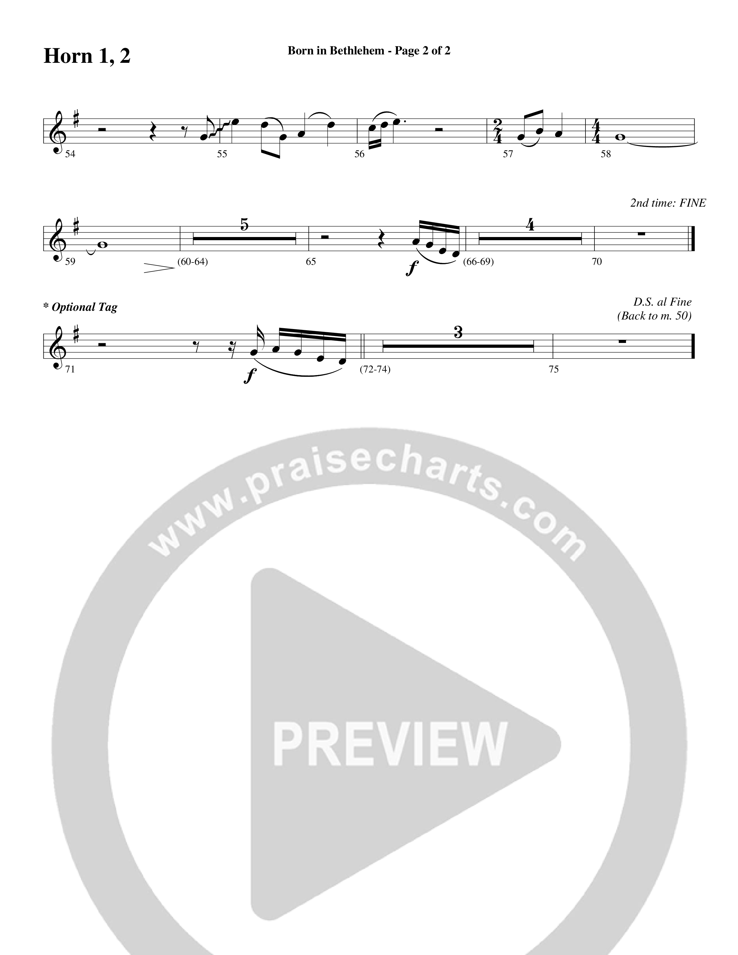 Born In Bethlehem (Choral Anthem SATB) French Horn (Word Music Choral / Arr. Cliff Duren)