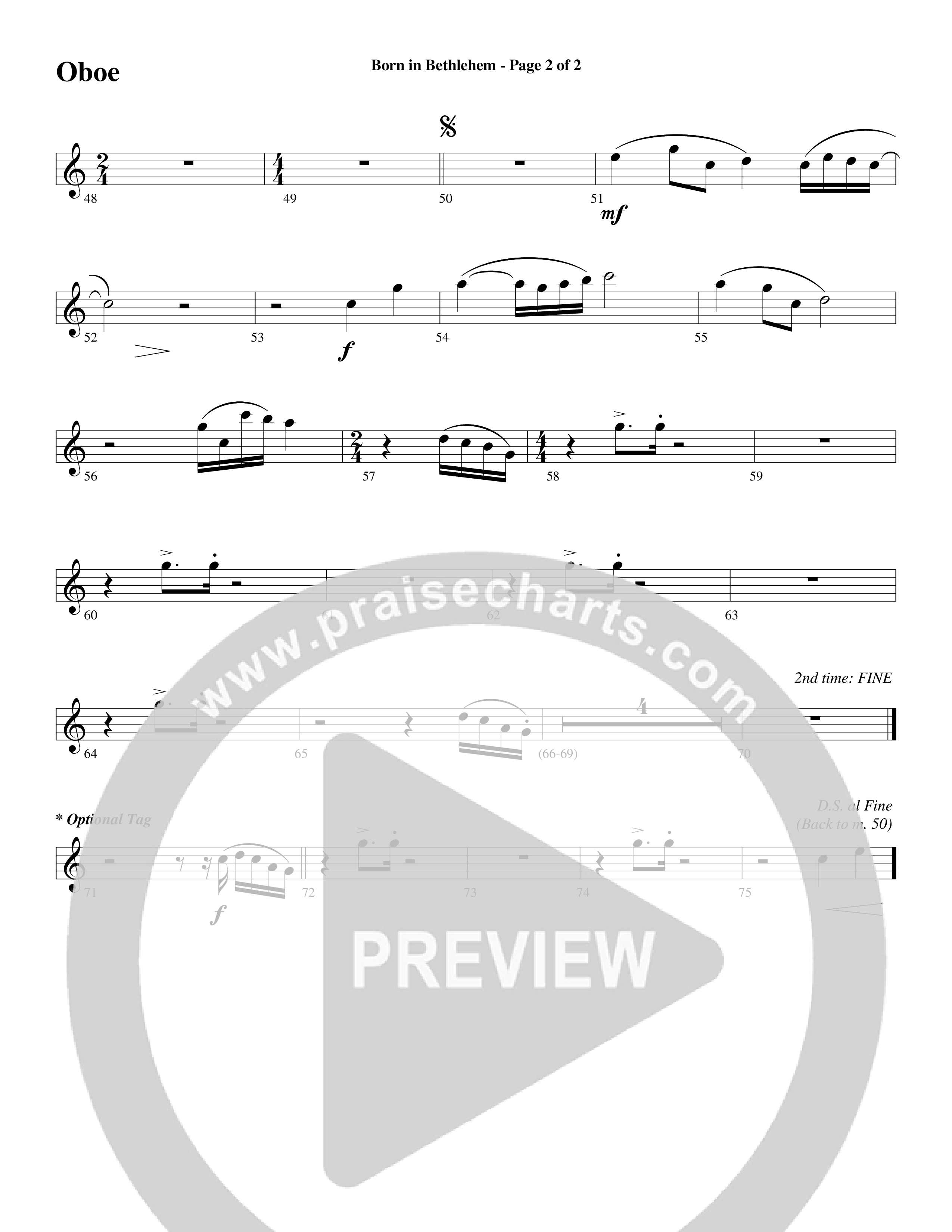 Born In Bethlehem (Choral Anthem SATB) Oboe (Word Music Choral / Arr. Cliff Duren)
