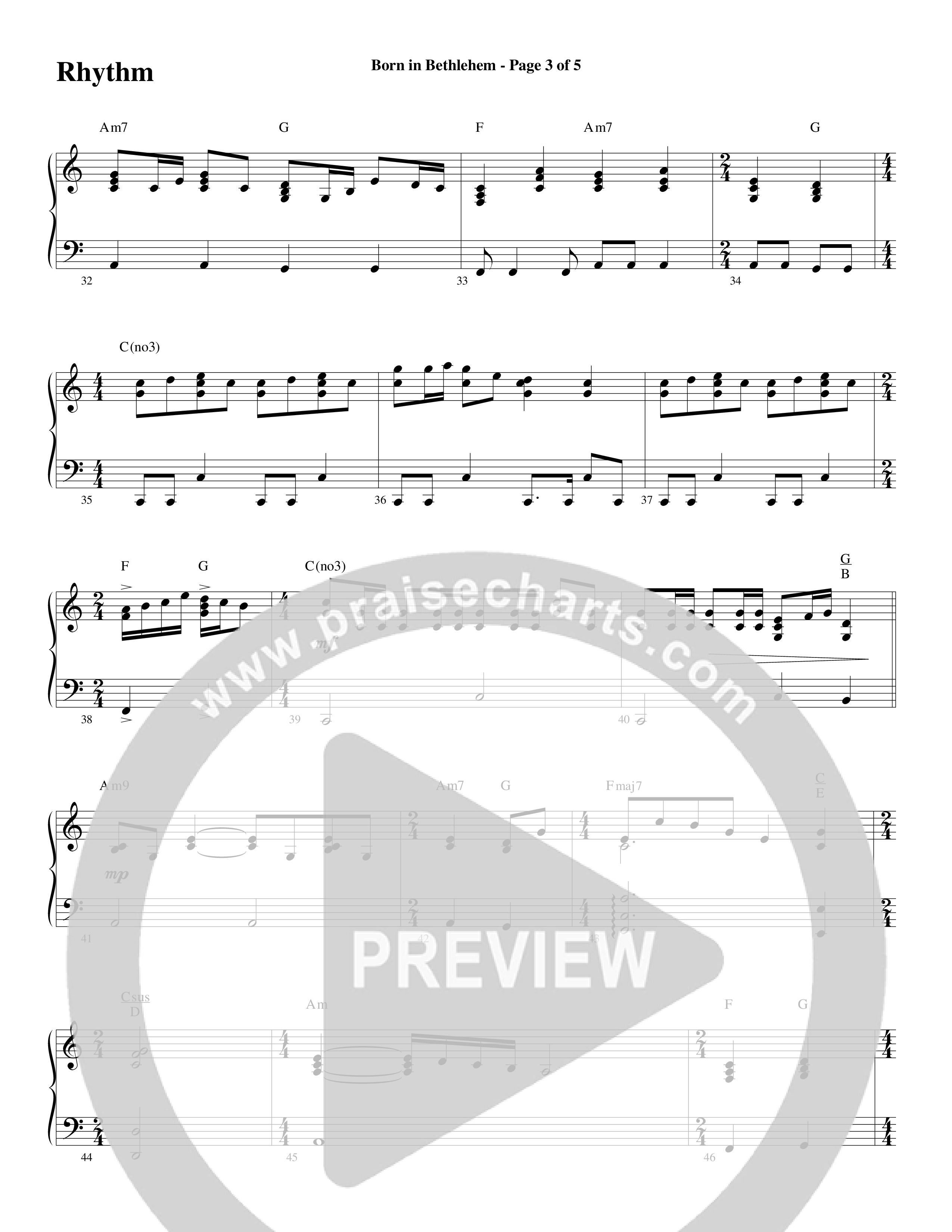 Born In Bethlehem (Choral Anthem SATB) Rhythm Chart (Word Music Choral / Arr. Cliff Duren)