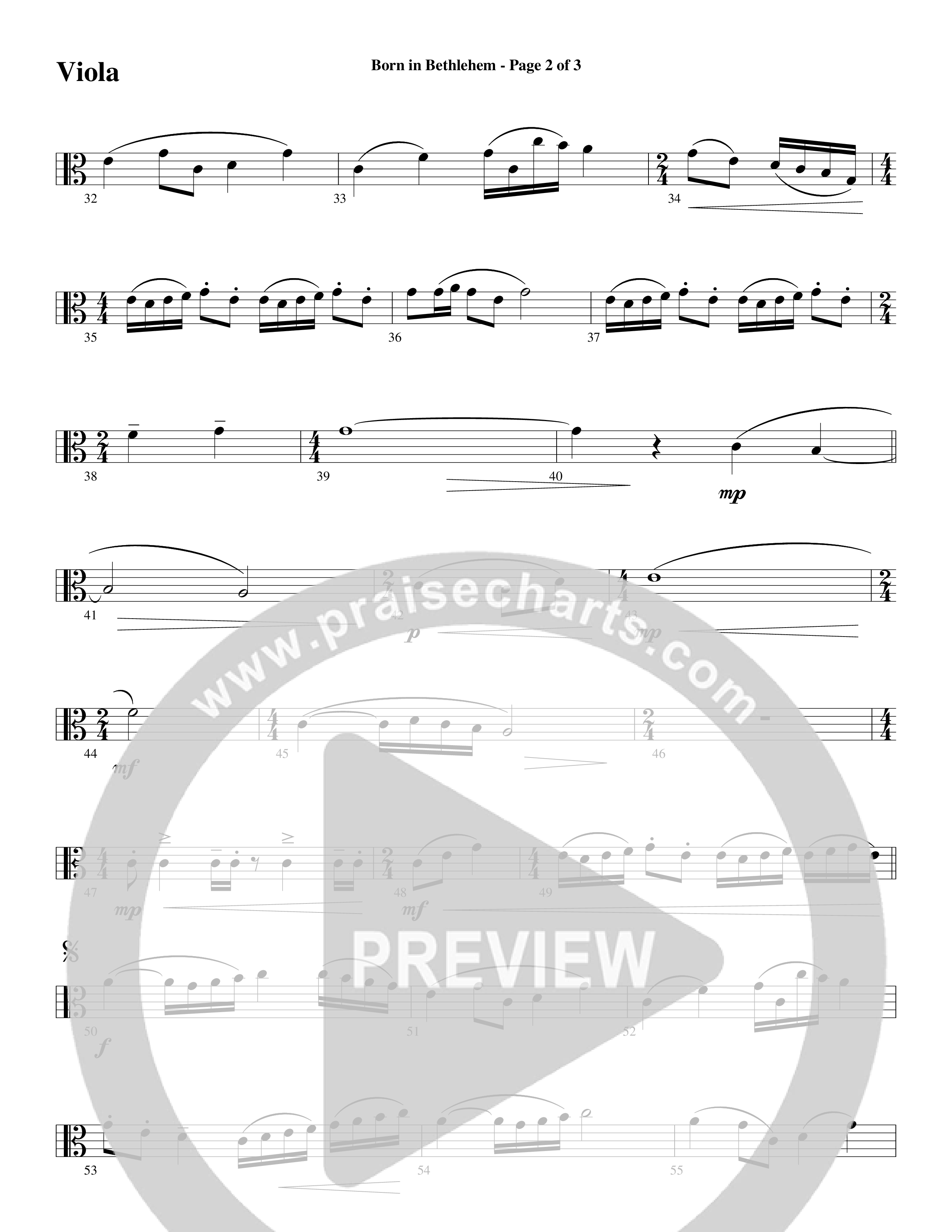 Born In Bethlehem (Choral Anthem SATB) Viola (Word Music Choral / Arr. Cliff Duren)