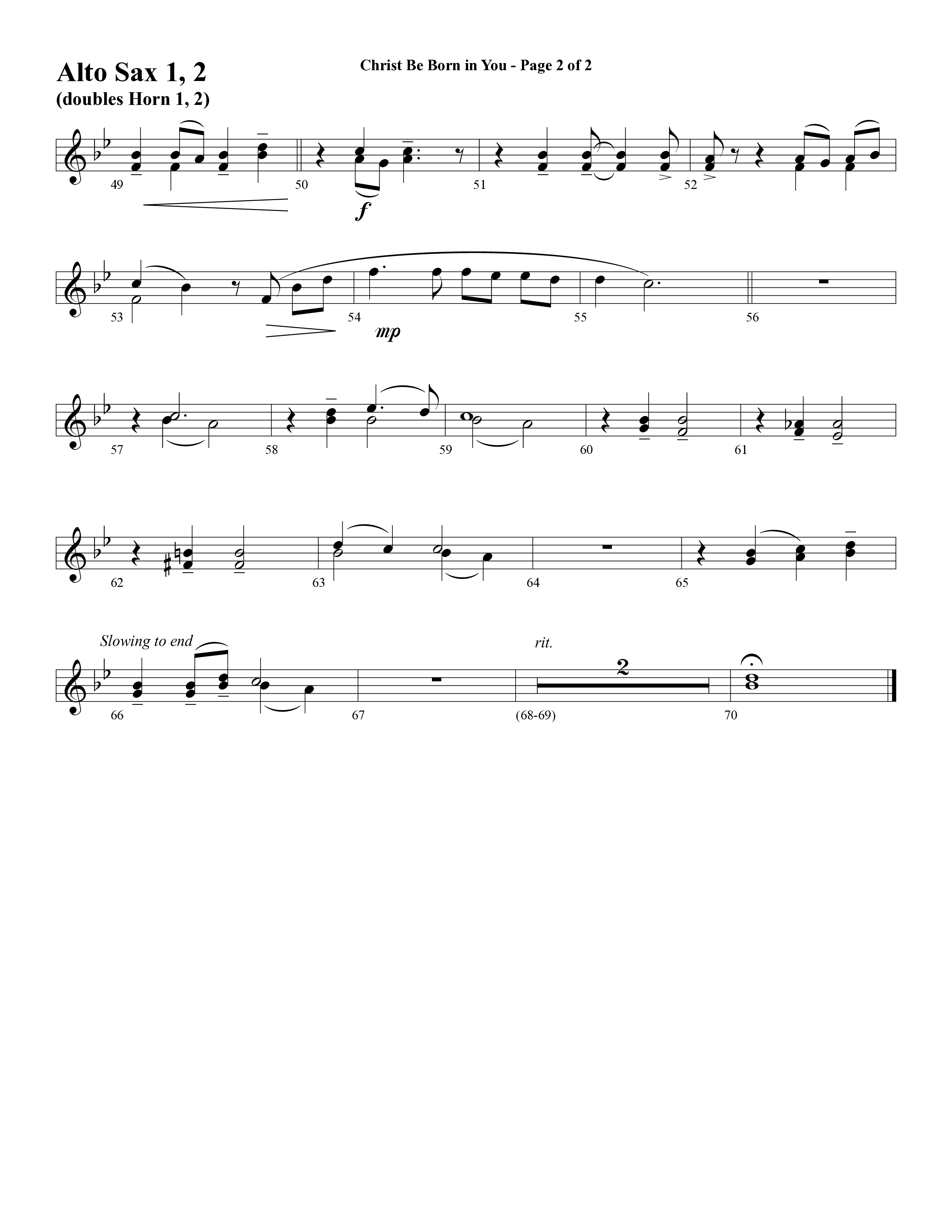 Christ Be Born In You (Choral Anthem SATB) Alto Sax 1/2 (Word Music Choral / Arr. David Clydesdale)