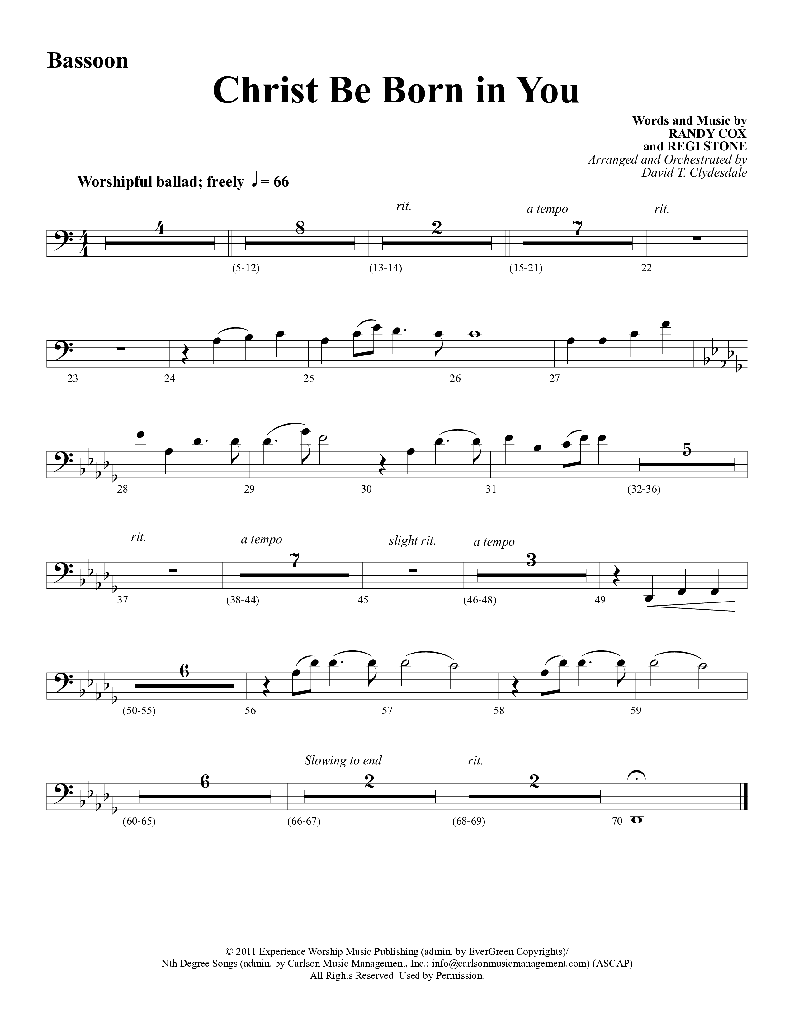 Christ Be Born In You (Choral Anthem SATB) Bassoon (Word Music Choral / Arr. David Clydesdale)