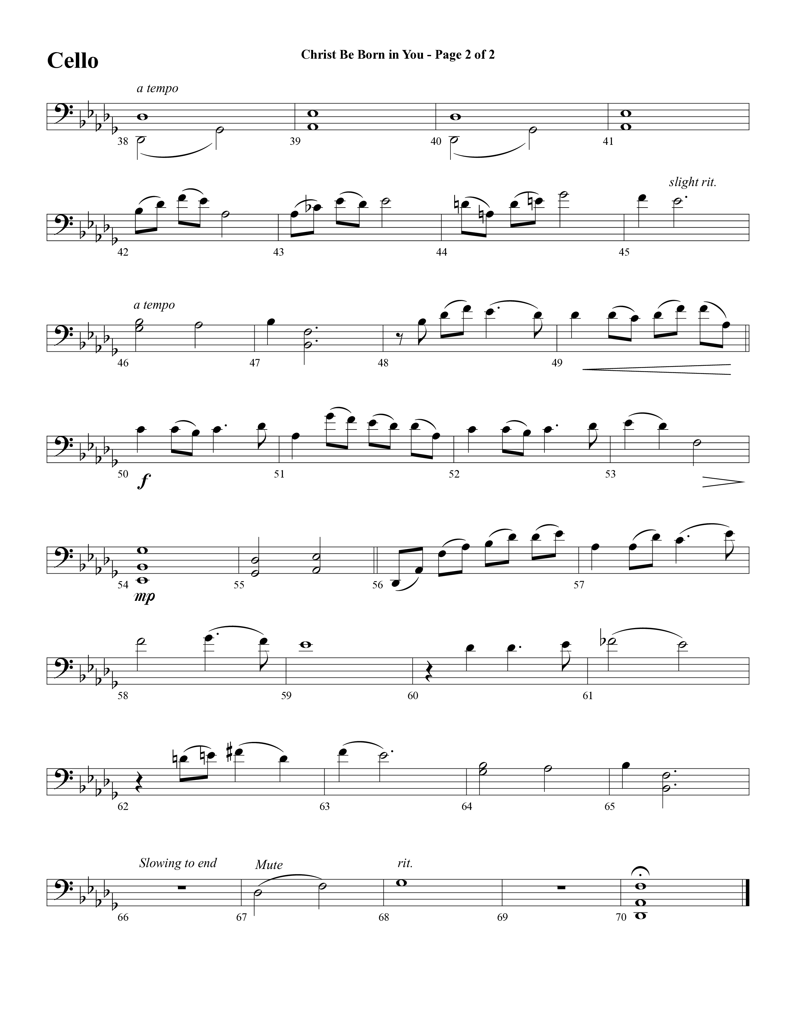 Christ Be Born In You (Choral Anthem SATB) Cello (Word Music Choral / Arr. David Clydesdale)