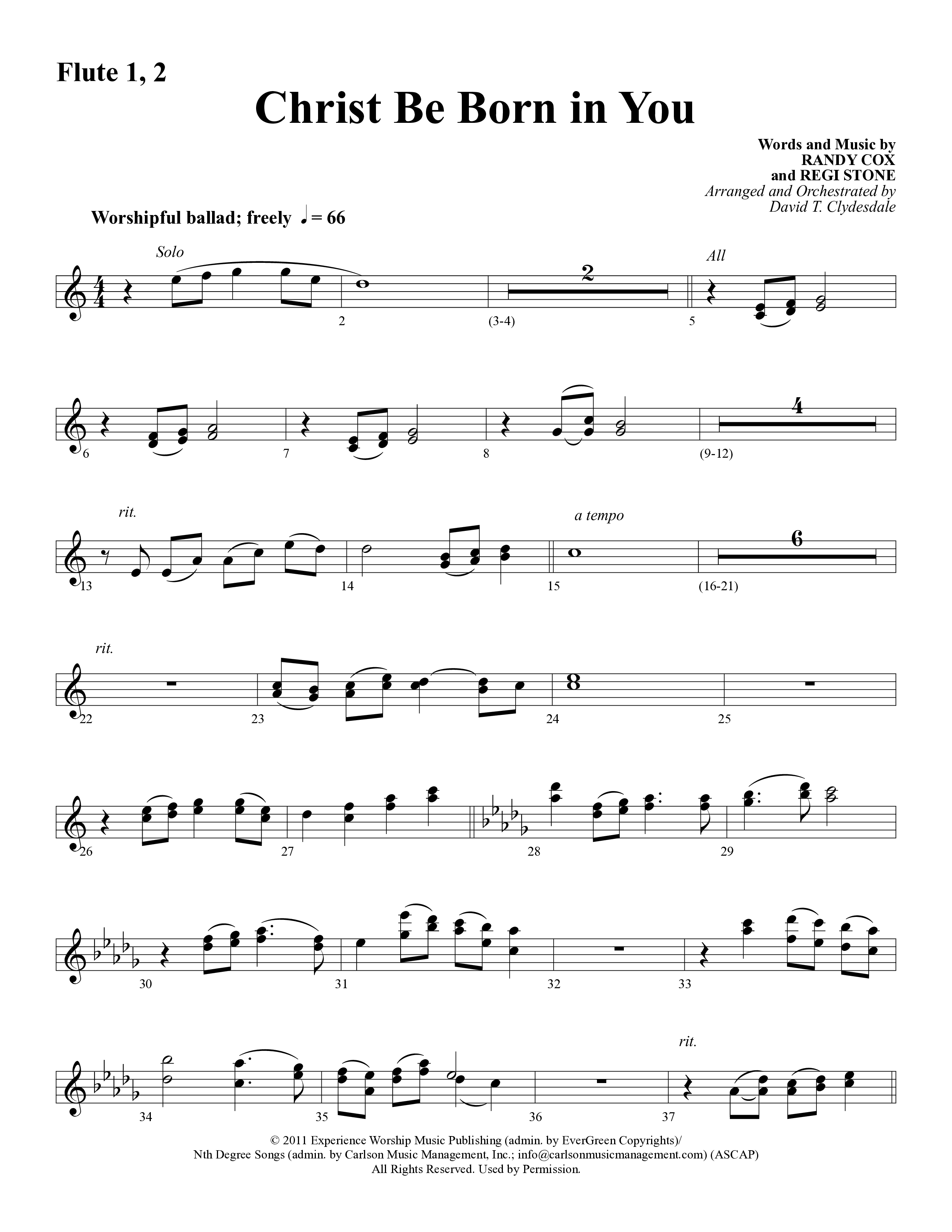 Christ Be Born In You (Choral Anthem SATB) Flute 1/2 (Word Music Choral / Arr. David Clydesdale)