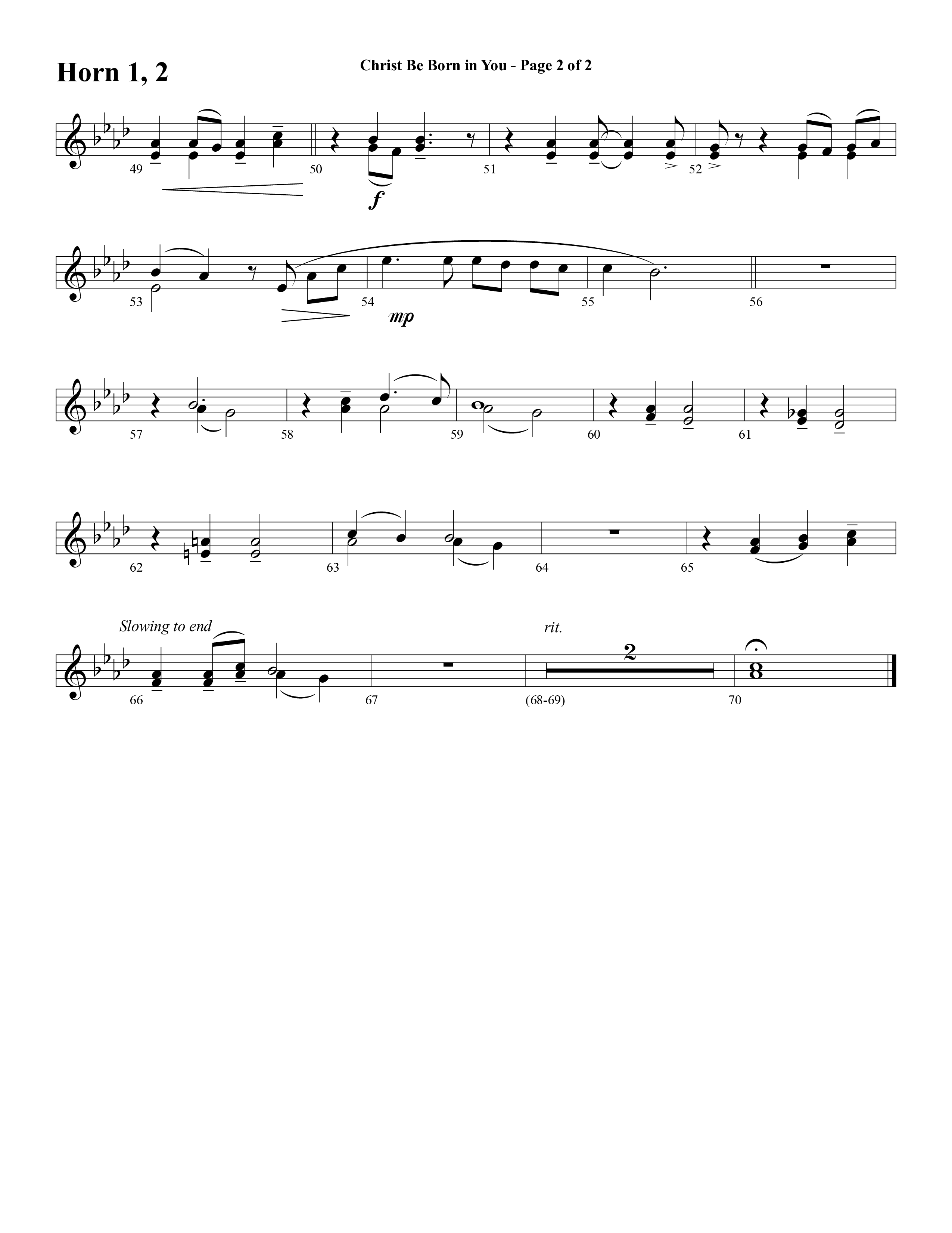 Christ Be Born In You (Choral Anthem SATB) French Horn 1/2 (Word Music Choral / Arr. David Clydesdale)