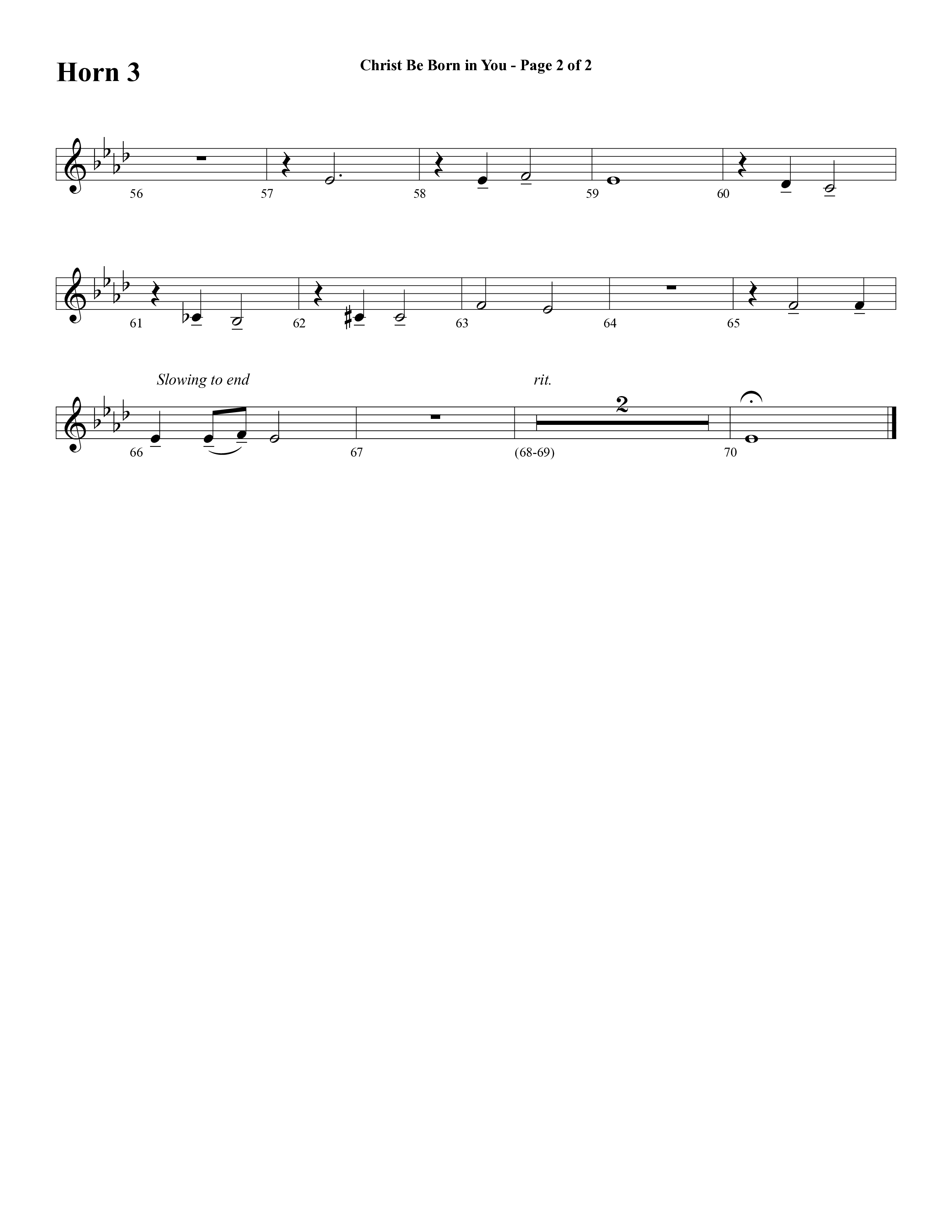 Christ Be Born In You (Choral Anthem SATB) French Horn 3 (Word Music Choral / Arr. David Clydesdale)