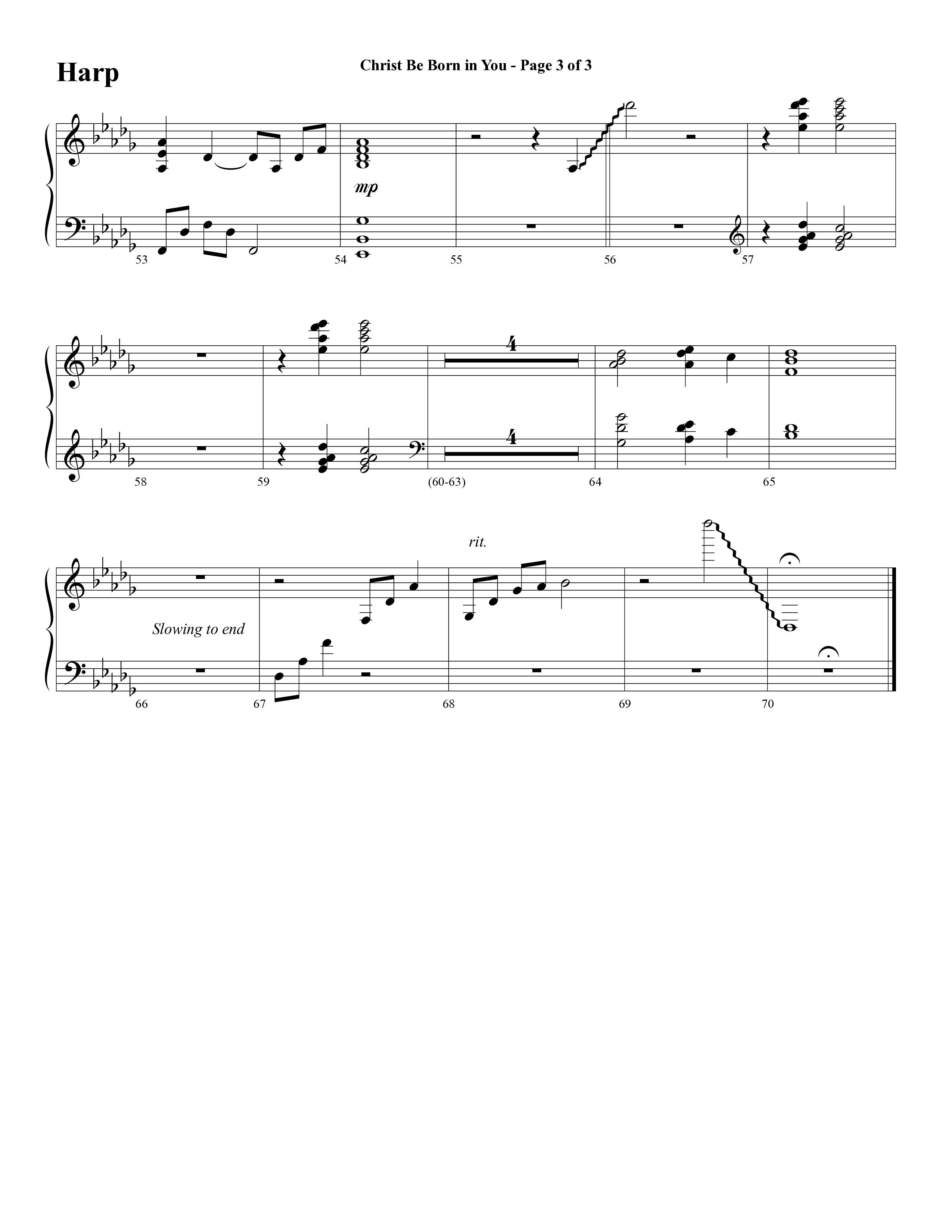 Christ Be Born In You (Choral Anthem SATB) Harp (Word Music Choral / Arr. David Clydesdale)