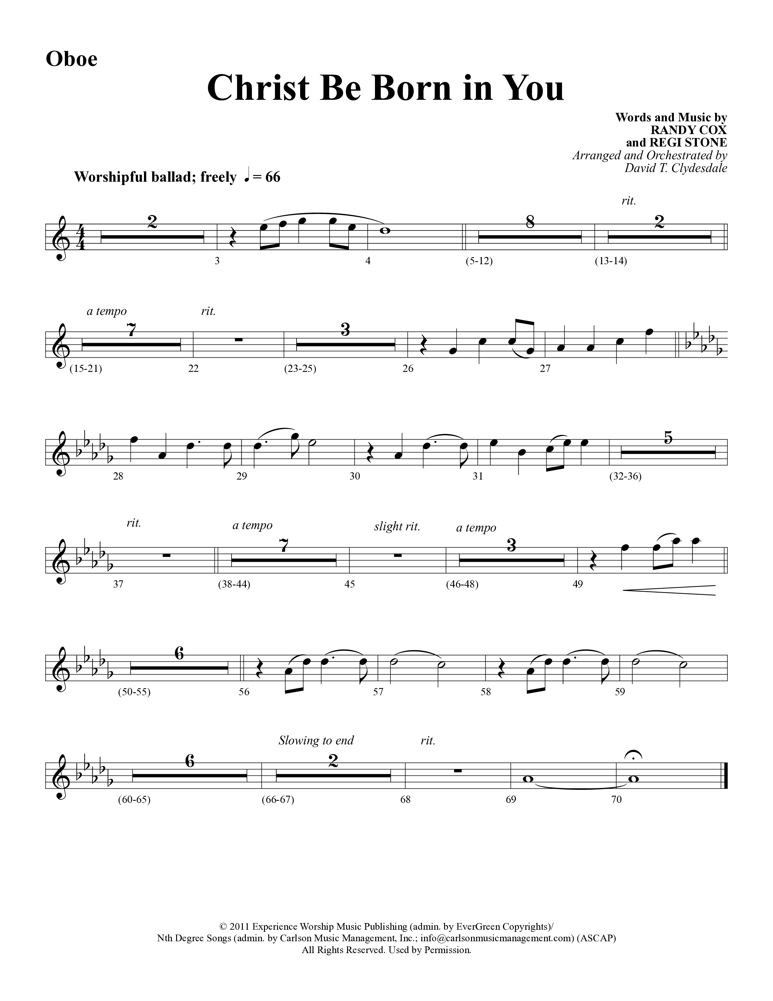 Christ Be Born In You (Choral Anthem SATB) Oboe (Word Music Choral / Arr. David Clydesdale)